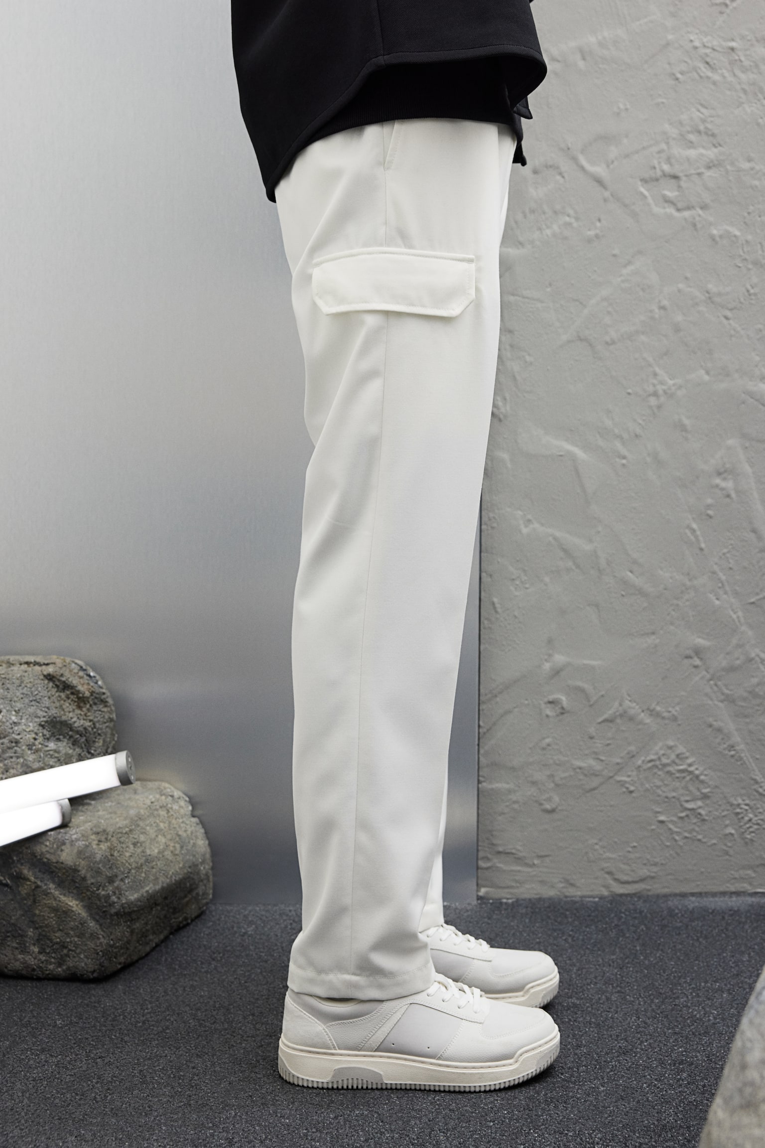 Regular Fit Cargo trousers - White/Black - 7