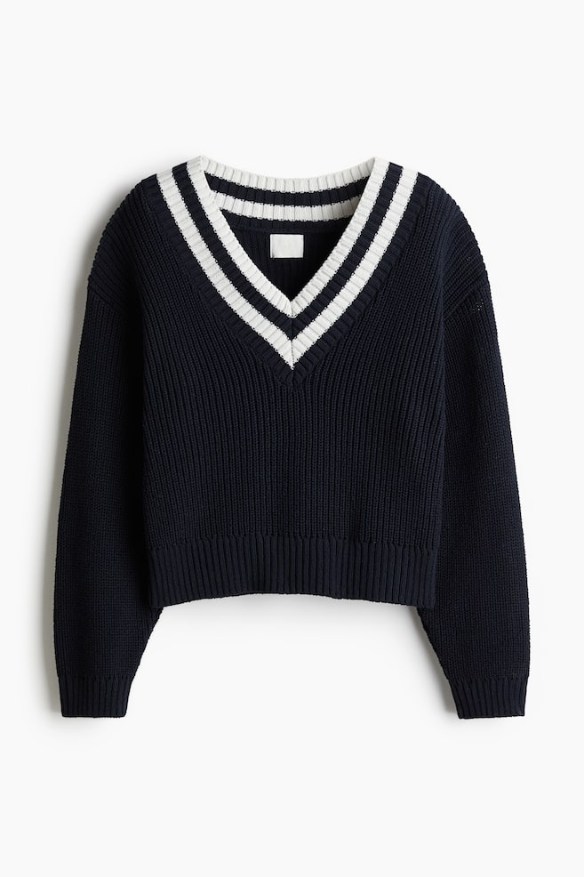 V-neck jumper - Marineblauw - 1