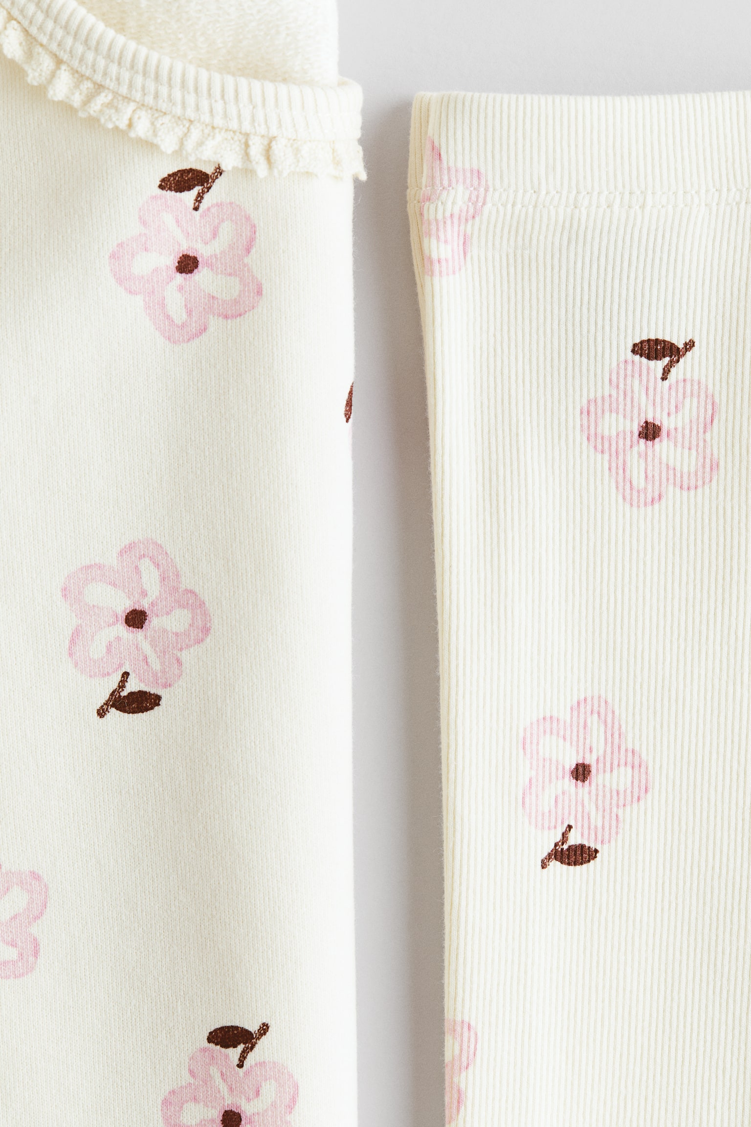 Ensemble 2 pièces en coton à motif - Beige clair/fleuri/Gris/fleuri - 2