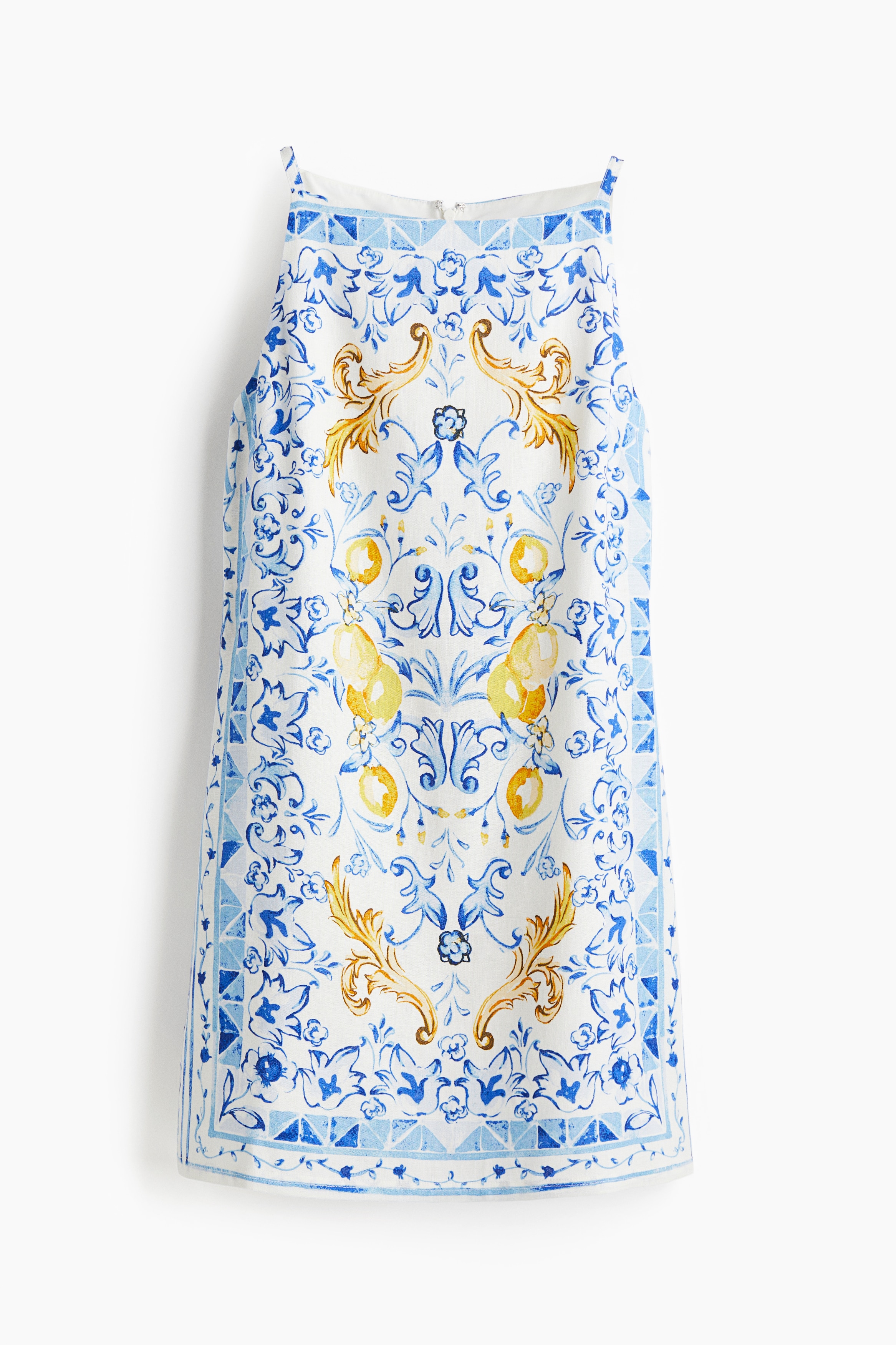 Klänning i linmix med smala axelband - Vit/Citroner/Blå/Paisleymönstrad/Vit/Blommig/Svart/Vit