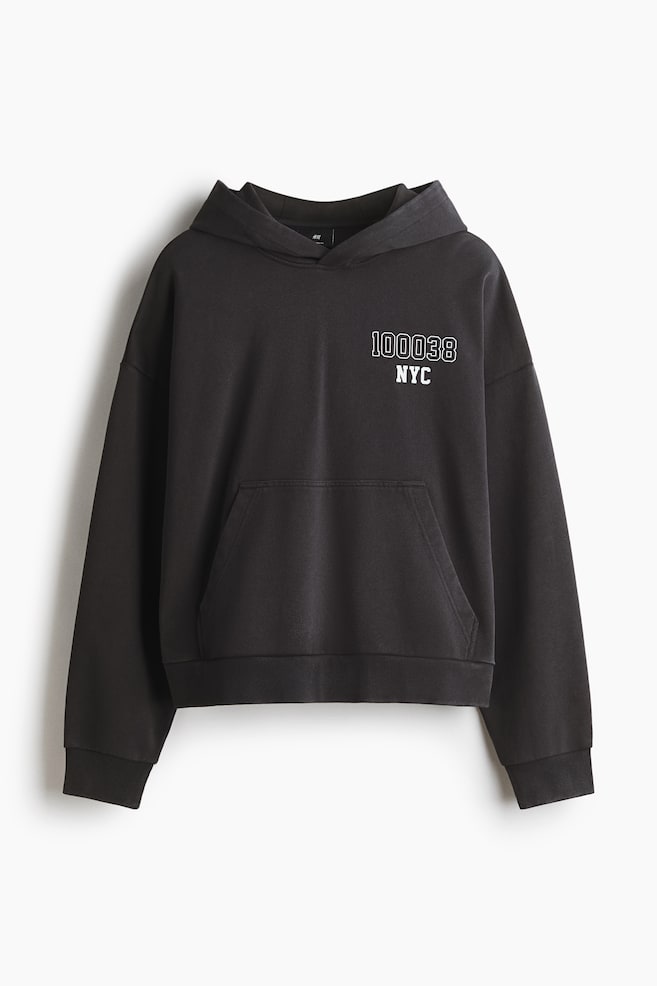 Sweatshirt de capuz com estampado Oversized Fit - Preto lavado/NYC - 1