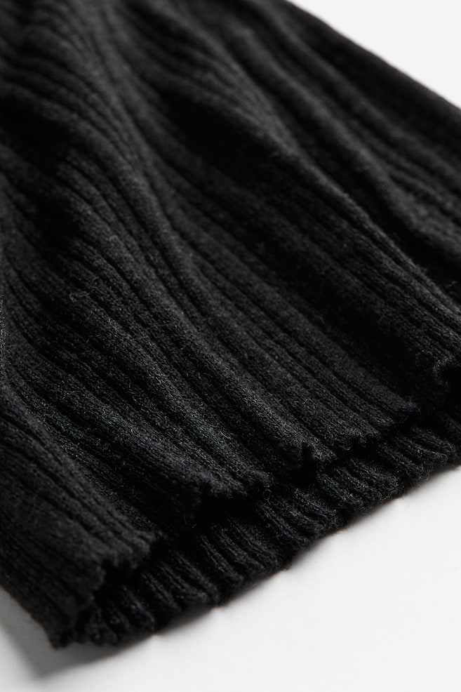 Rib-knit flared trousers - Mörkgrå/Beige - 5