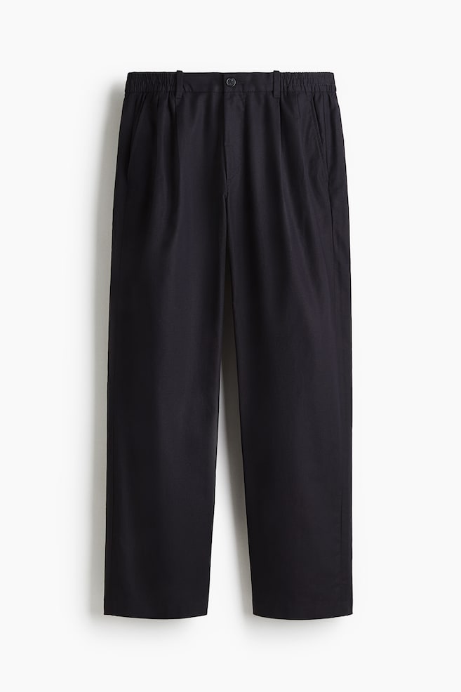 Relaxed-Fit Tailored Linen-Blend Pants - Dark blue - 1