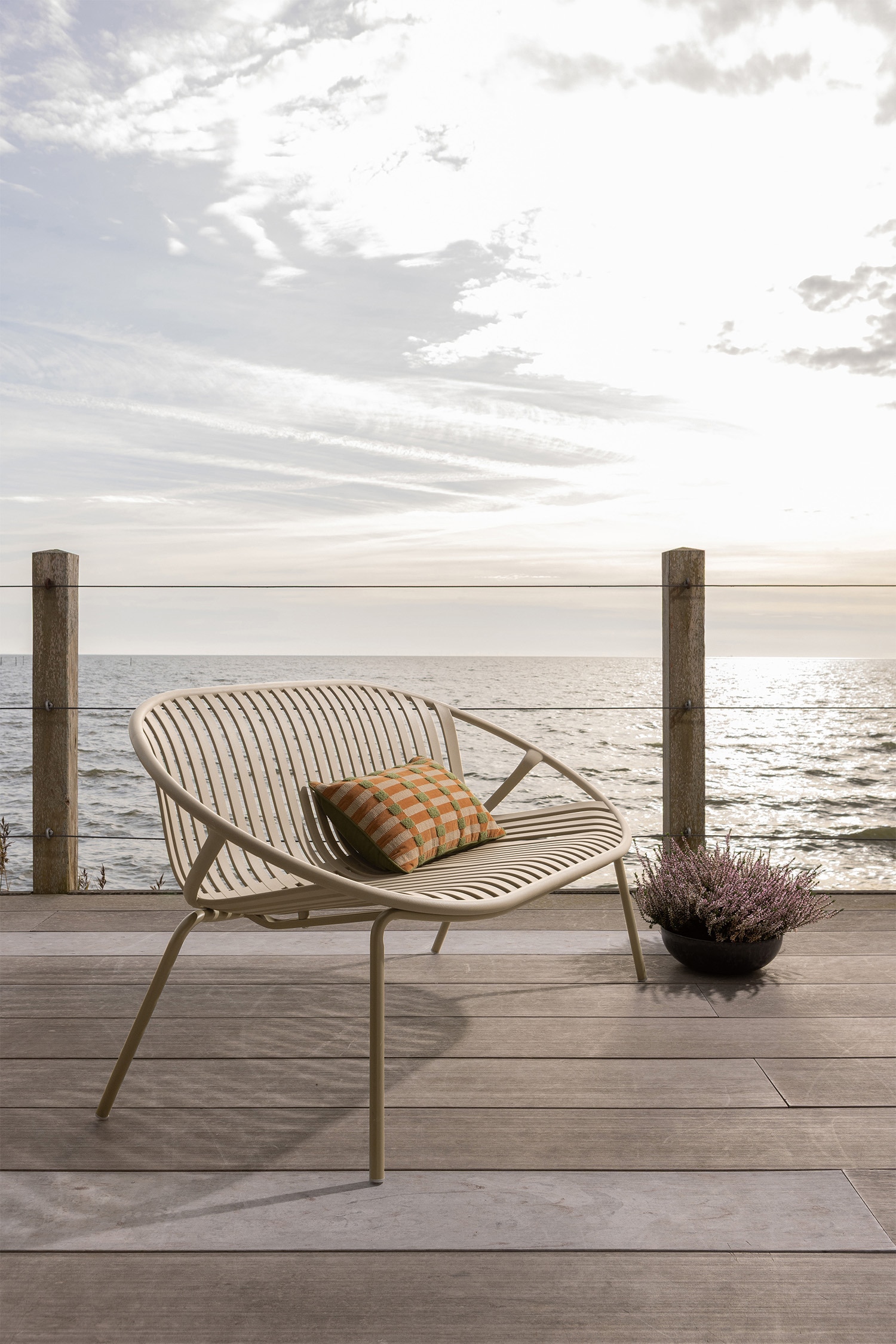 Bruce 2-seater Garden Bench - Beige/Purple