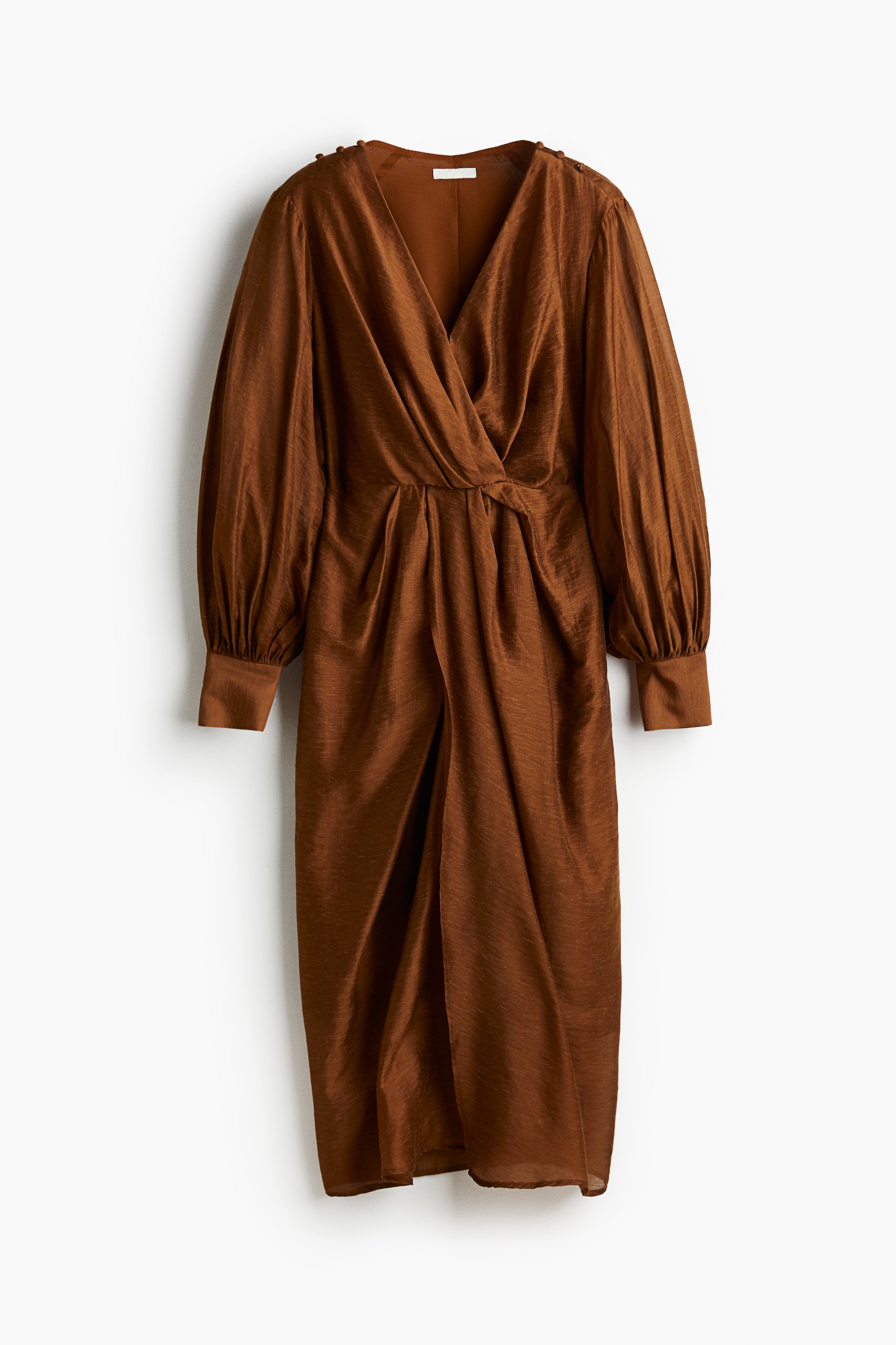 Balloon-sleeved dress - Brown