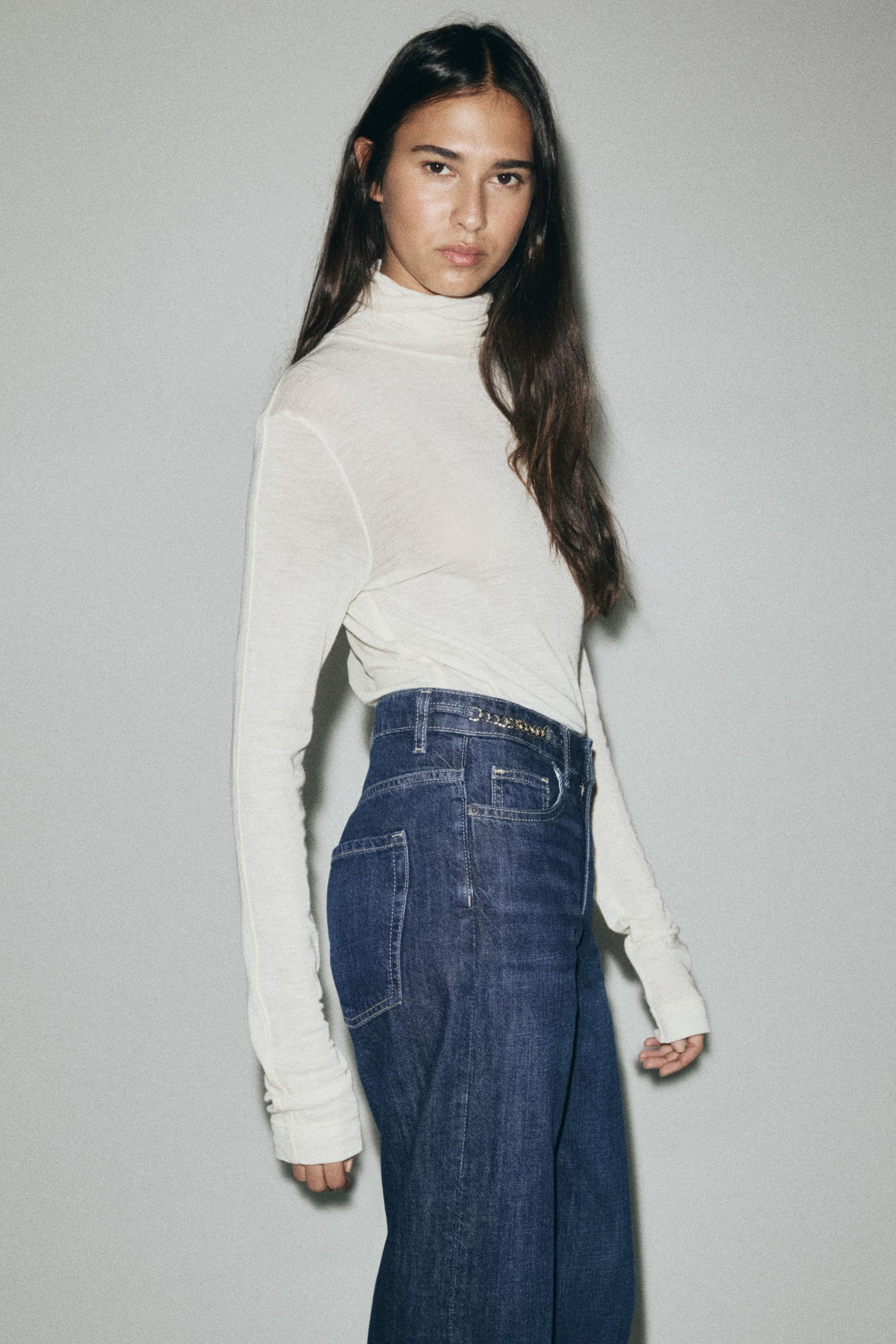 Straight High Jeans - Dunkles Denimblau - 5