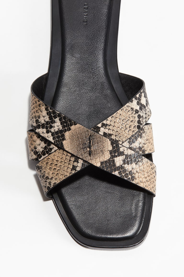 Leather Sandals Beige/snakeskin-patterned Ladies H&M US
