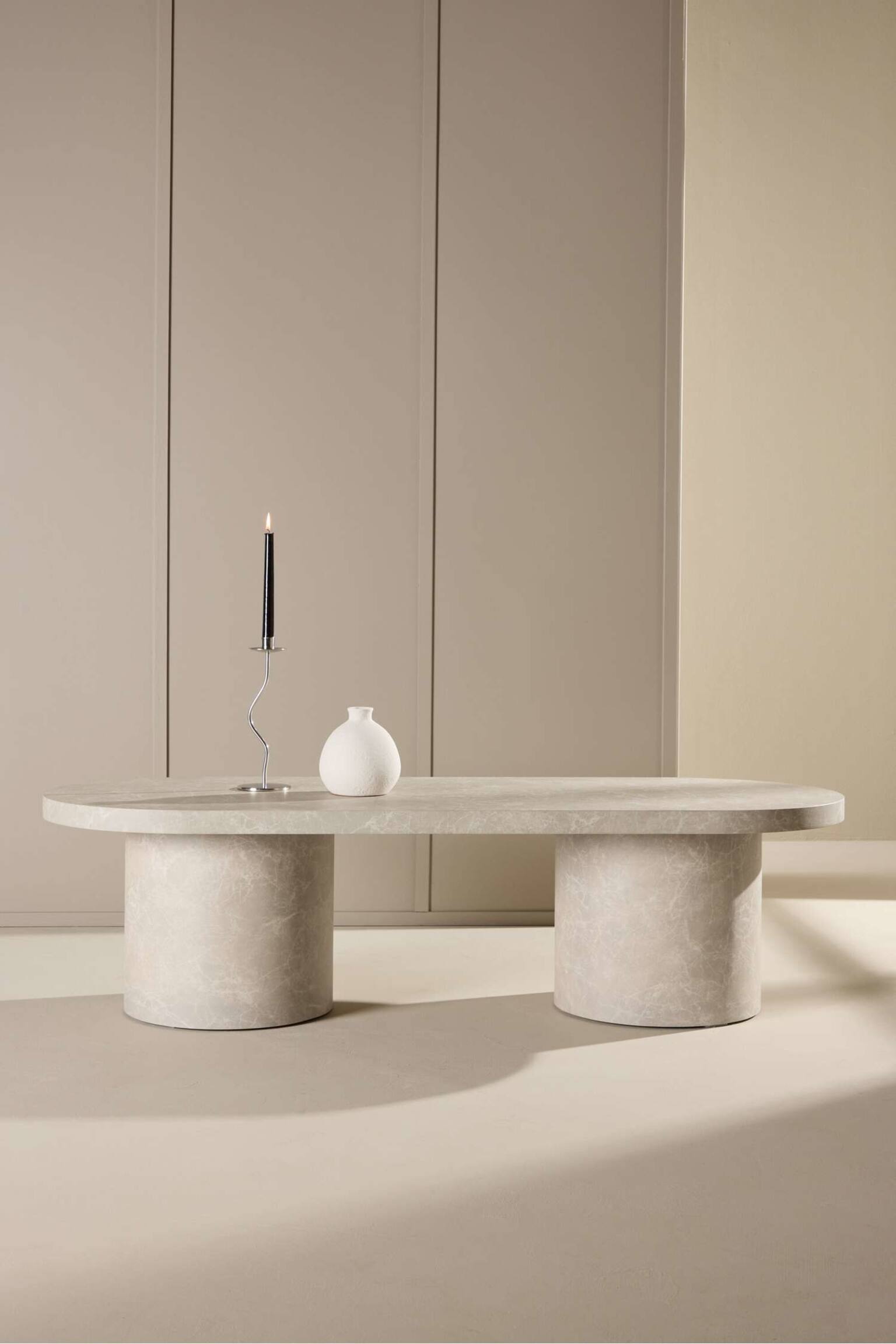 Marmor-look Kaffebord - Mdf, Beige - 4