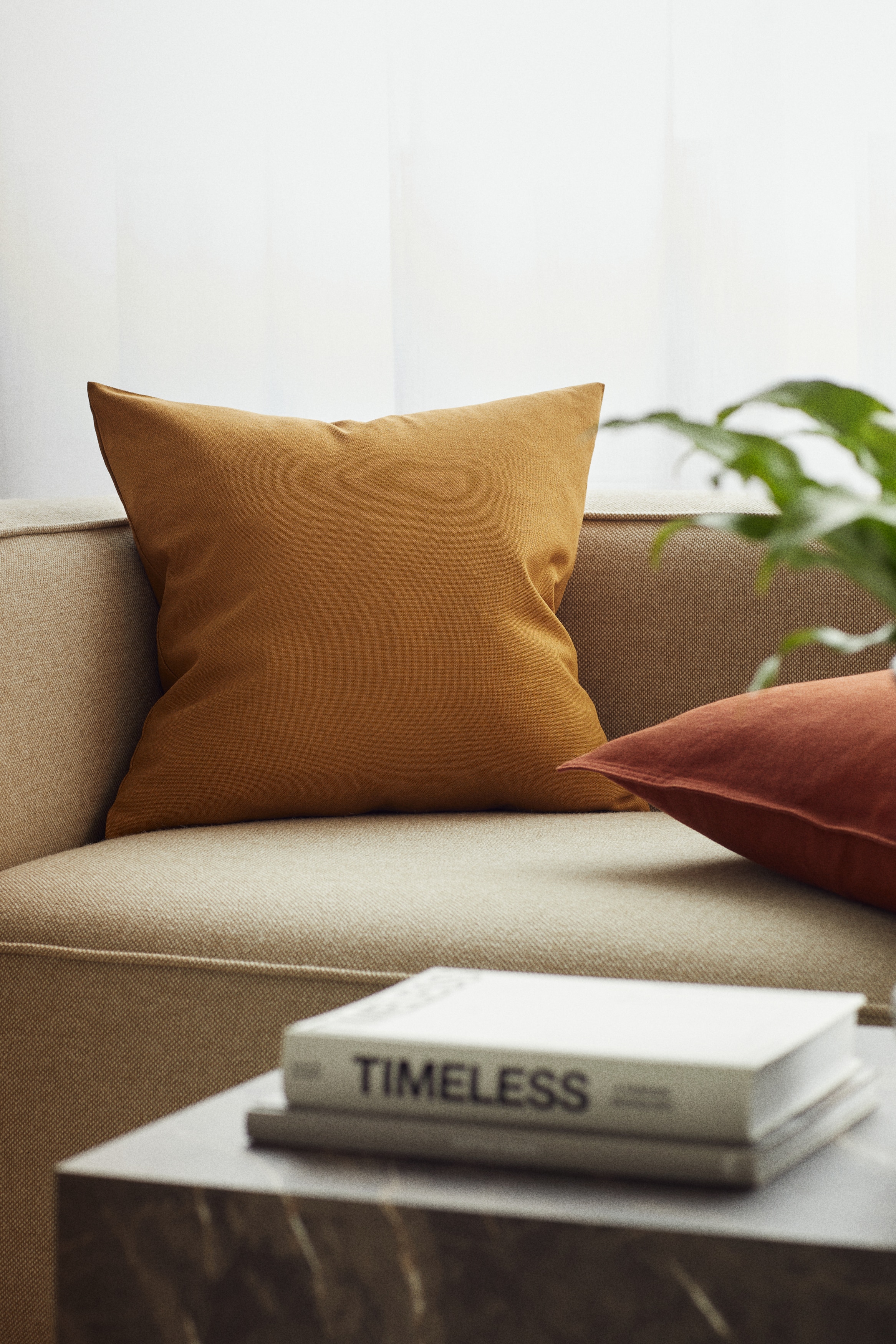 Cotton Canvas Cushion Cover - Honey yellow/Dark beige/Dusty pink/Cream/Light yellow/Beige/Dark gray/Light pink