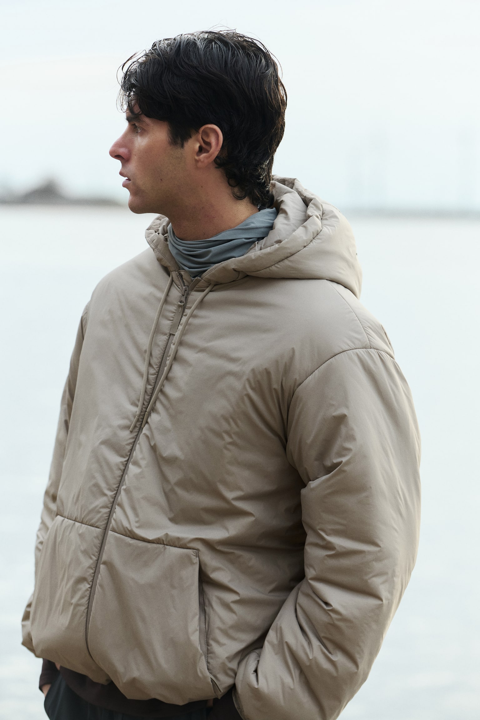 Windproof & water-repellent padded jacket - Light beige/Black - 4