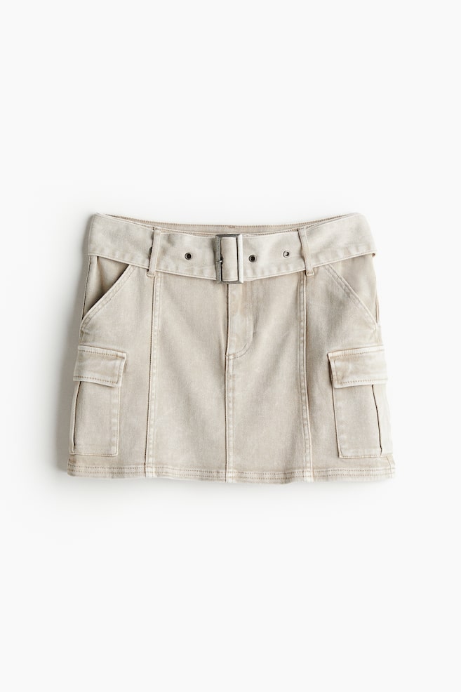 Minifalda con cinturón - Beige claro - 1