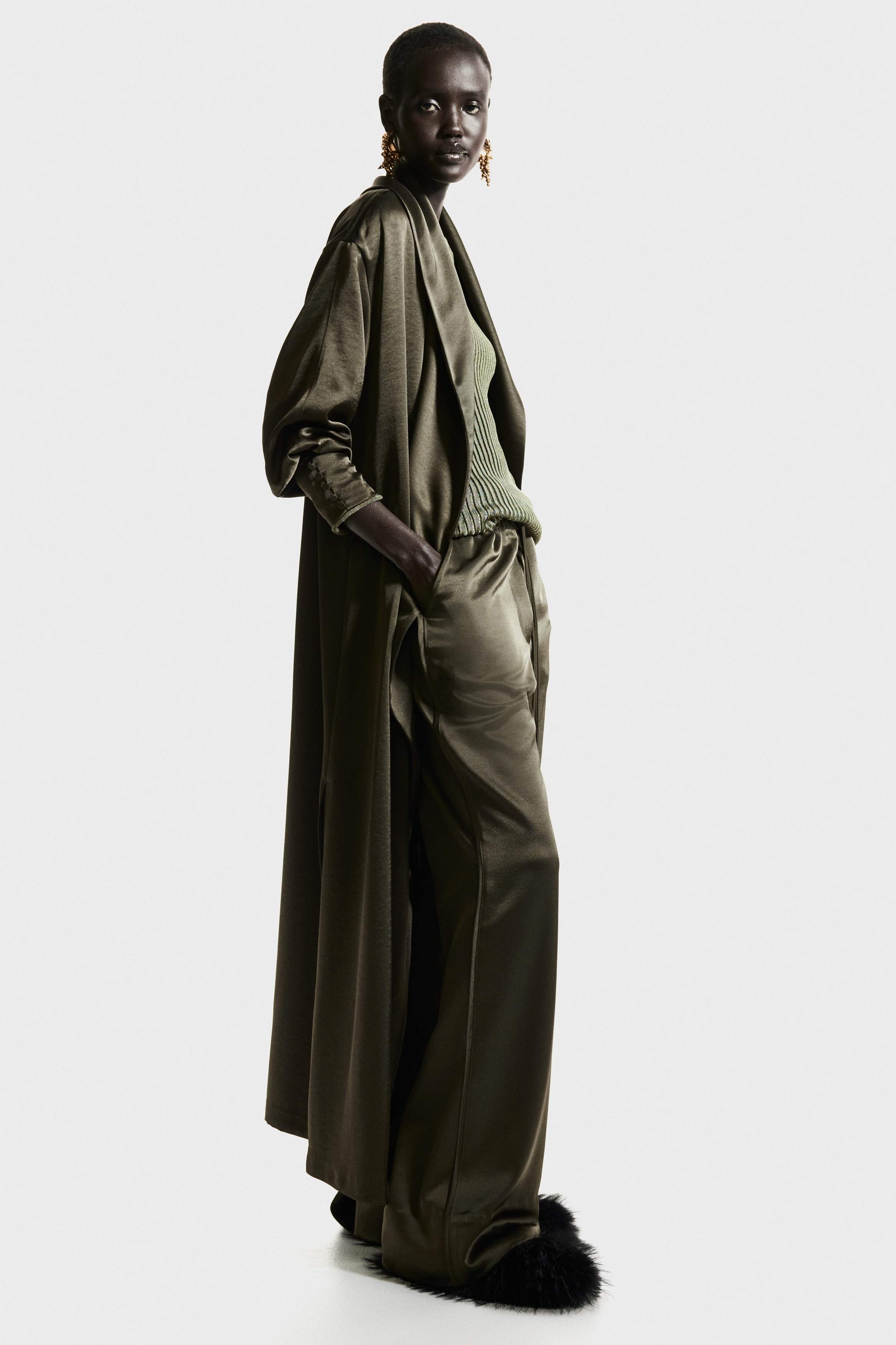 Flared satin trousers