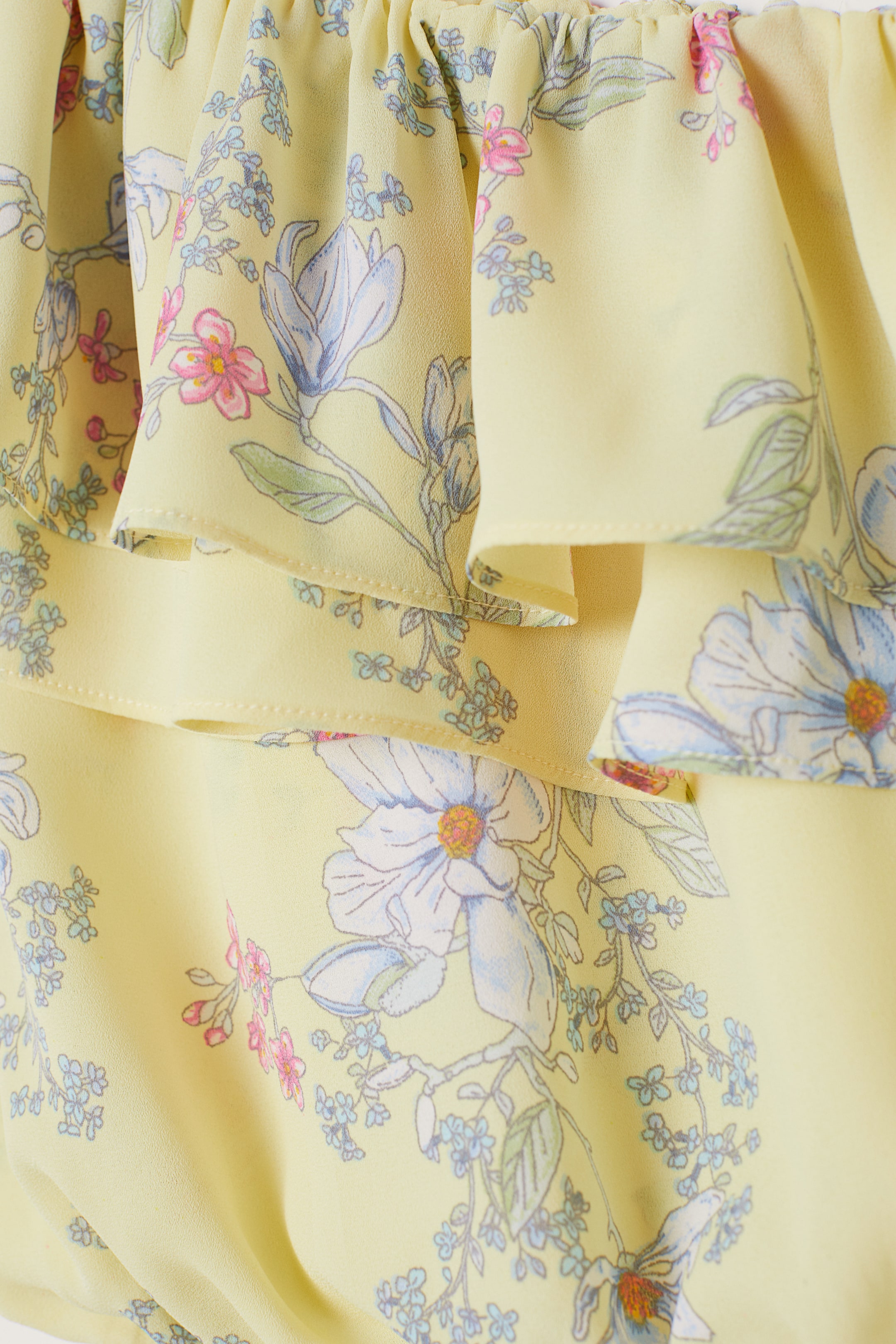 Agrandir l'image: Blouse asymétrique courte - Jaune clair/fleuri - FEMME | H&M FR 2