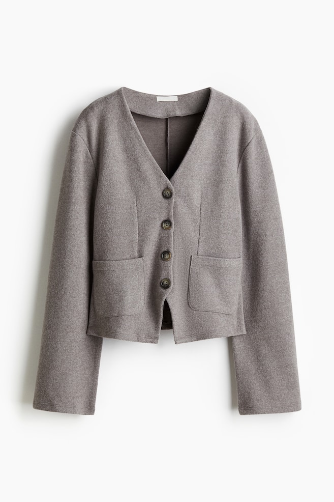 Rib Knit Cardigan - Greige marle - 1