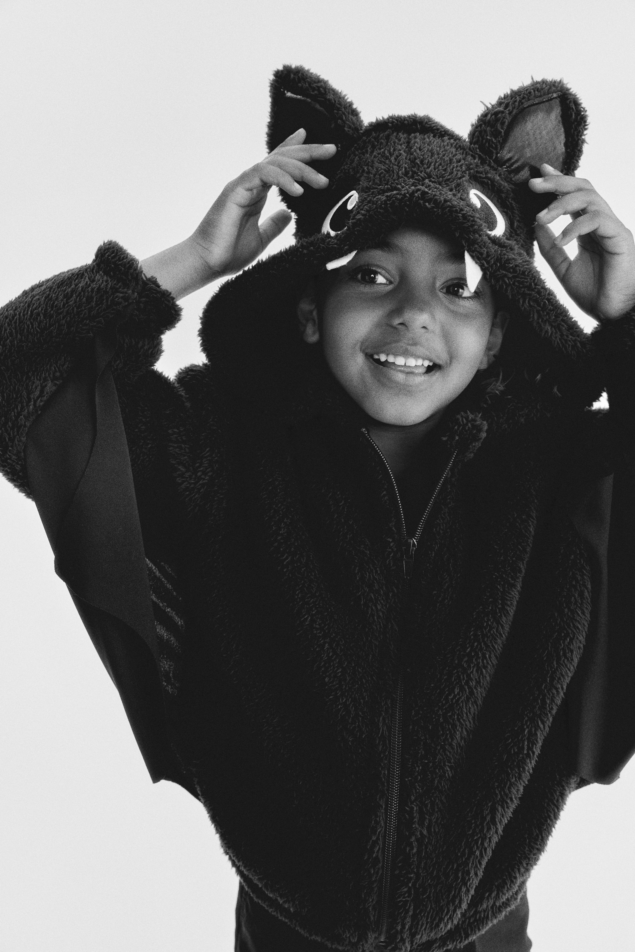 Appliquéd Pile Hooded Jacket