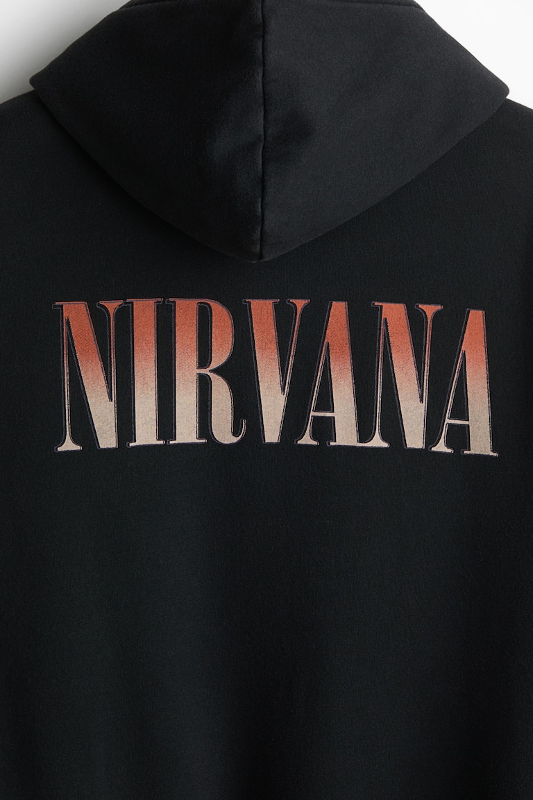 Nirvana Schwarz Rot Gestreift Pullover Hoodie In Loose Fit Schwarz