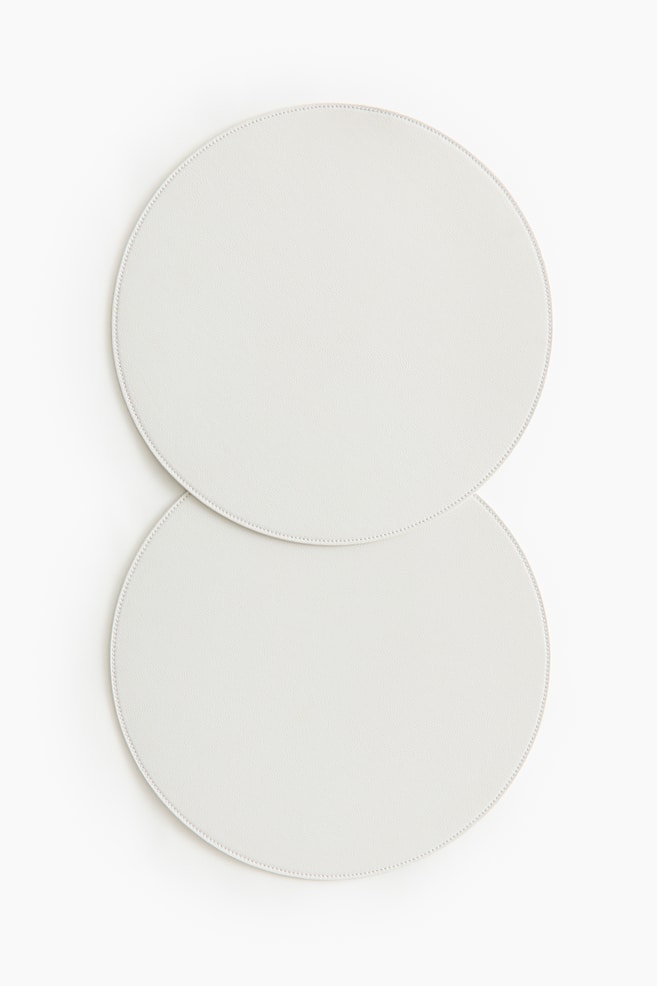2-pack Round Placemats - White/Light beige/Brown - 1