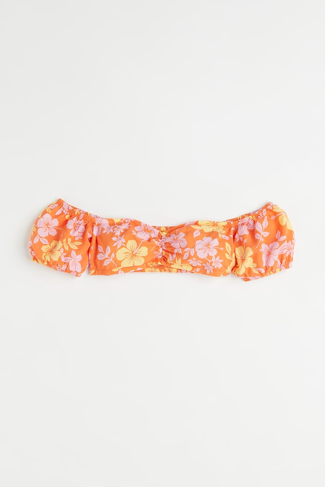 Cropped off-the-shouldertop - Orange/Tropical flowers - 1