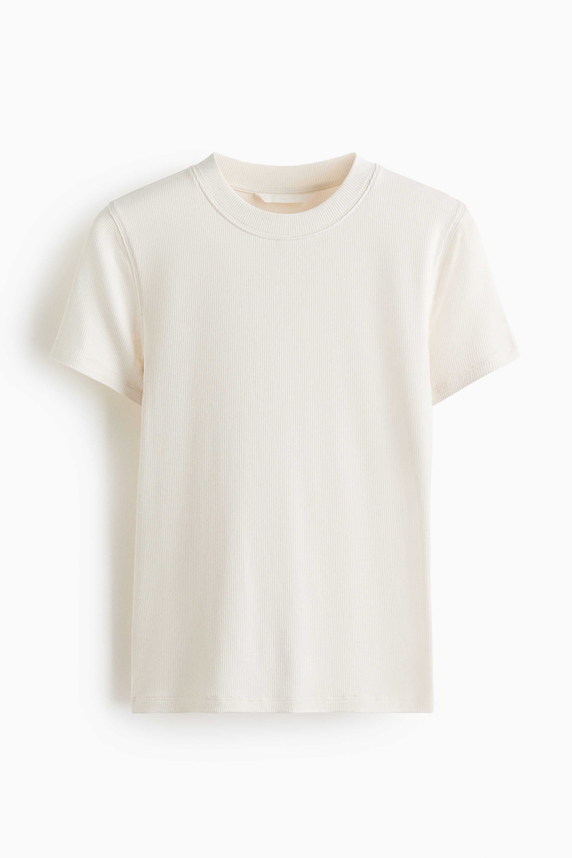Ribbed viscose T-shirt - Cream/Black/Dark grey/Dusty purple