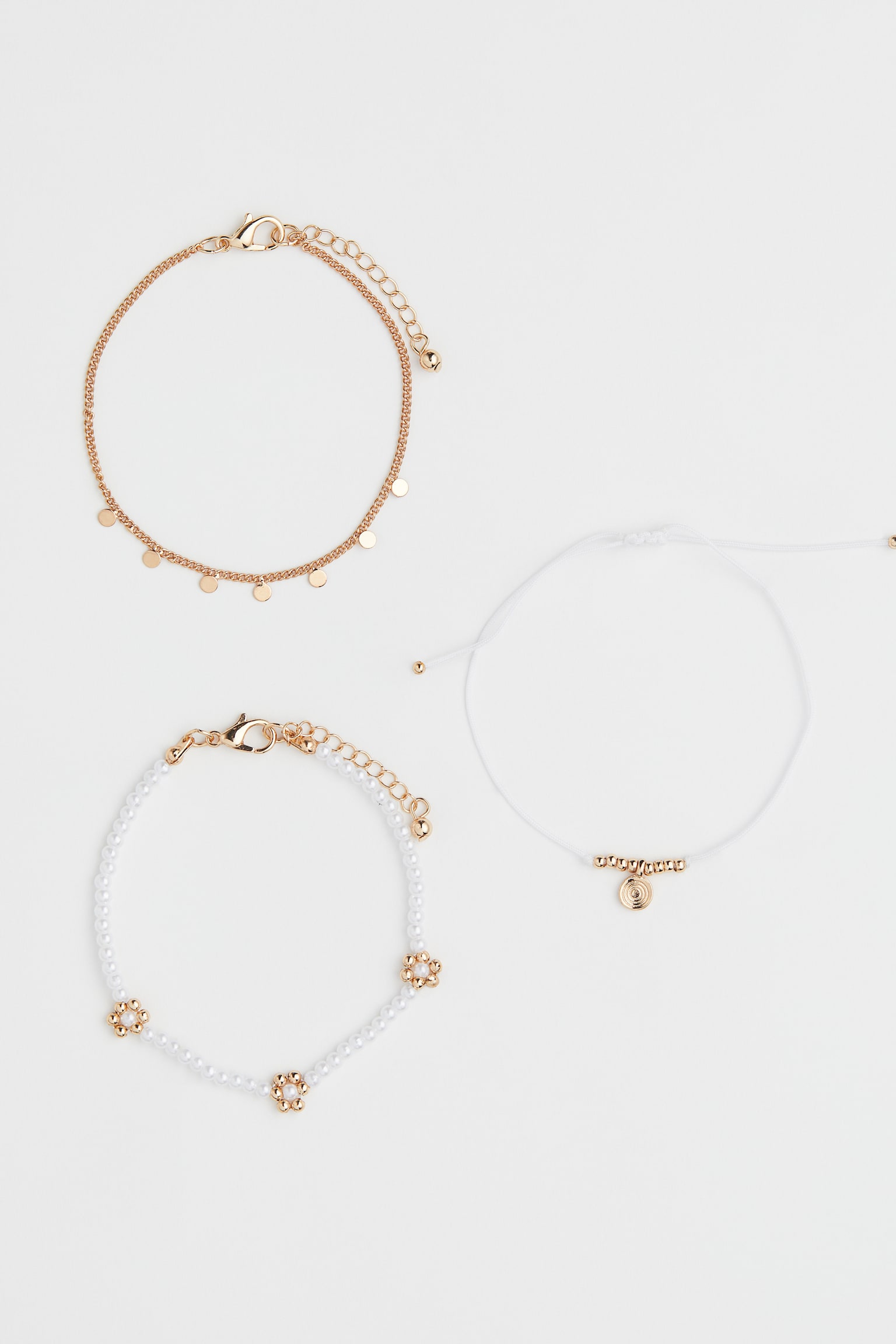 3-pack Bracelets - White/Gold colour - 1