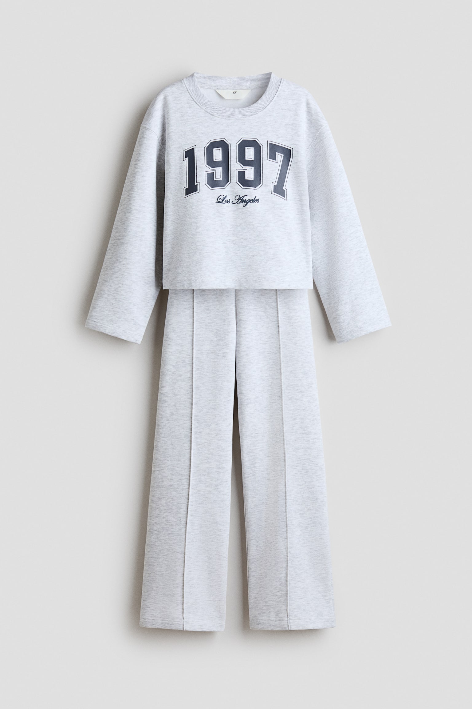 2-piece brushed-inside sweatshirt set - Light grey/1997