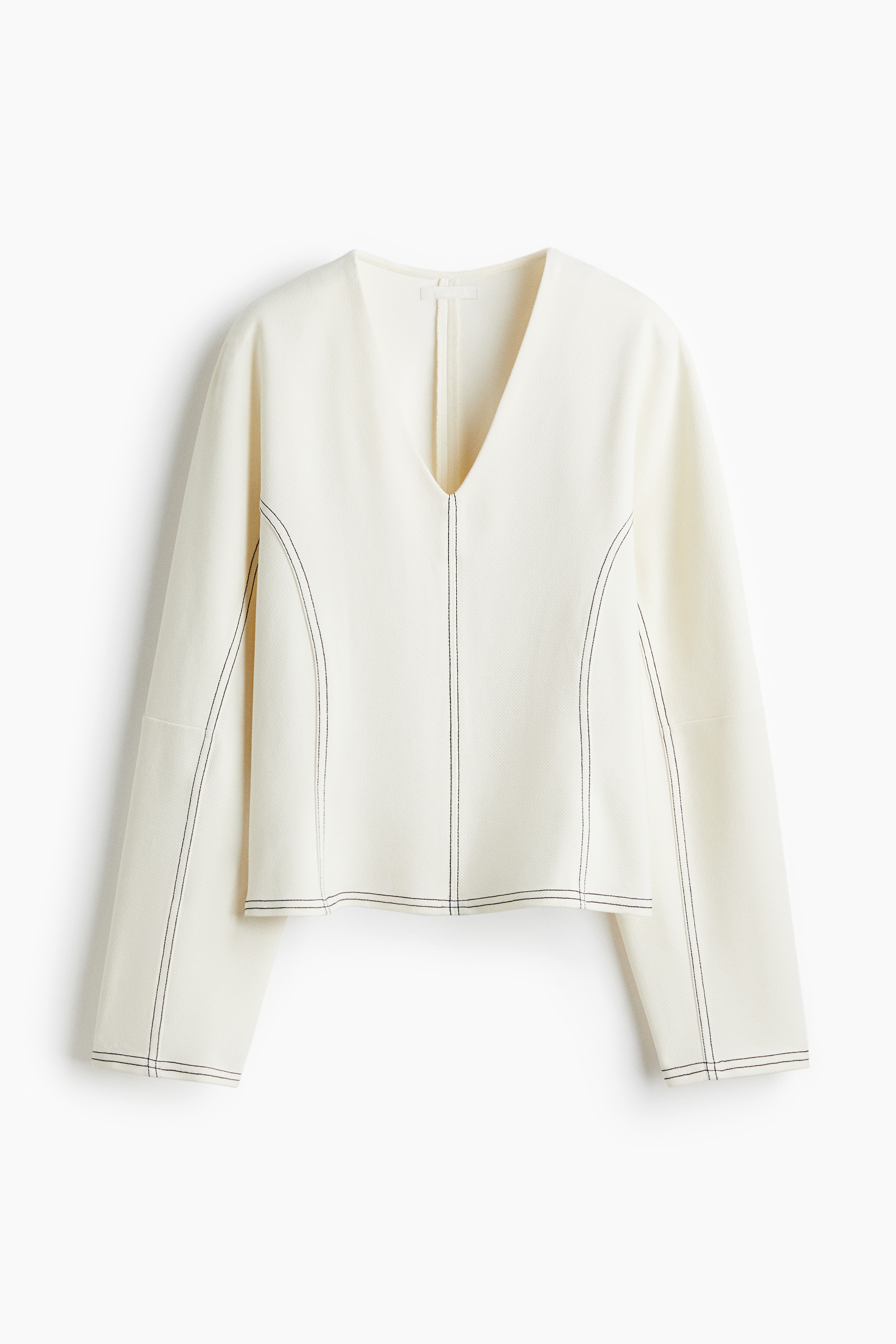 V Yakalı Üst - Krem