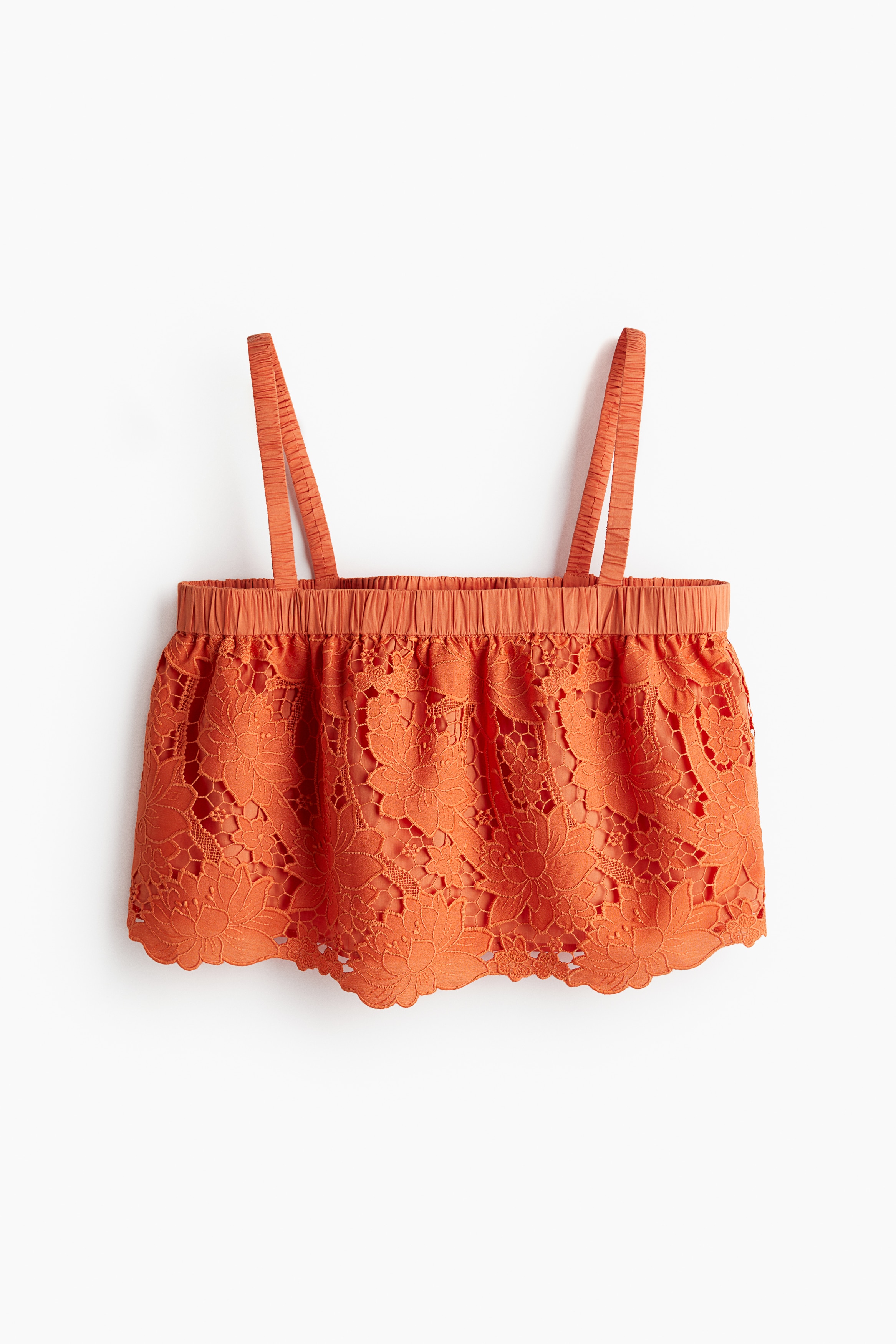 Top mit Broderie Anglaise - Apricot