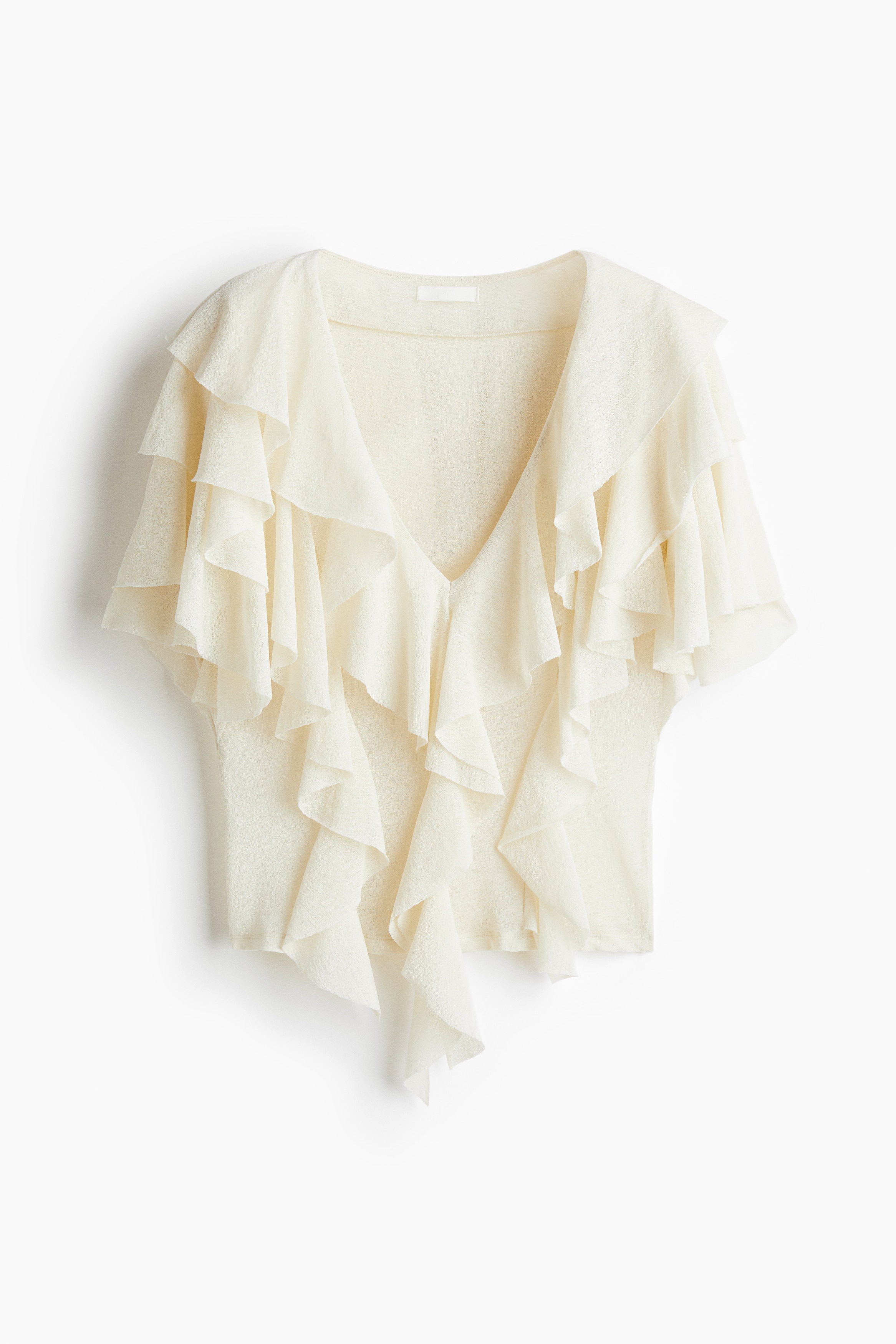 Bluză cu volane - Crem/Maro-închis