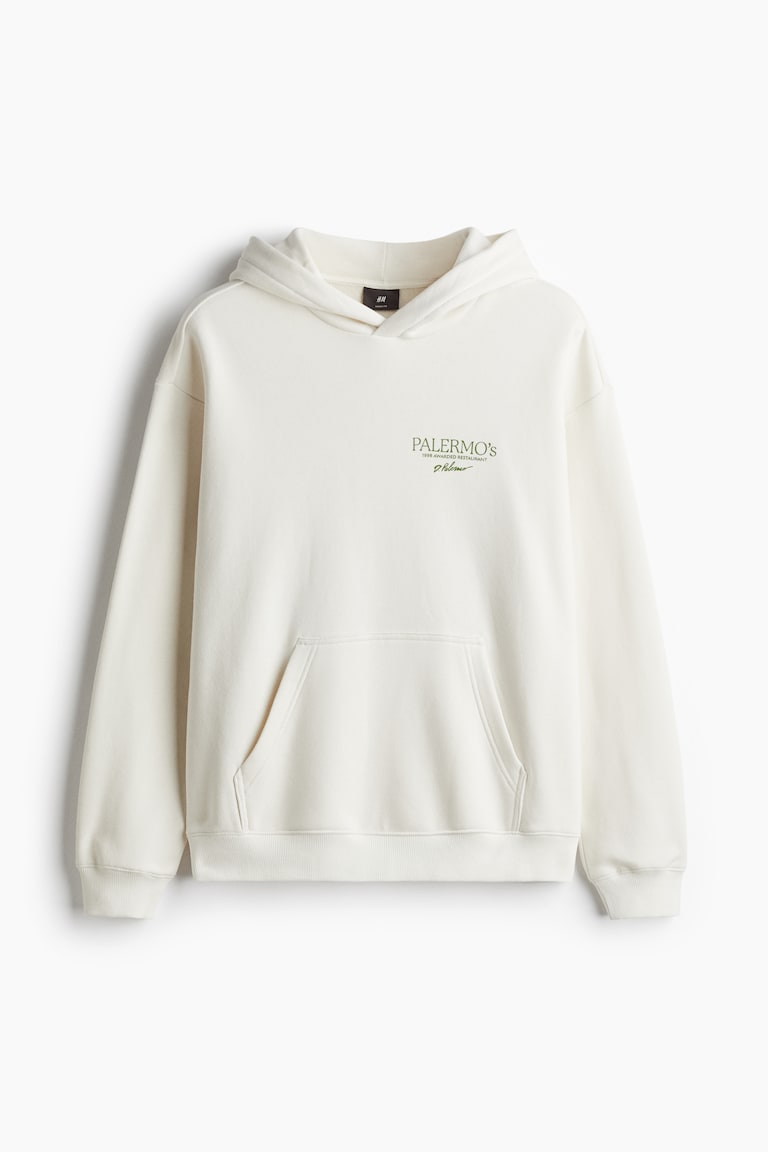 Loose Fit Printed hoodie White/Palermo's Men H&M US