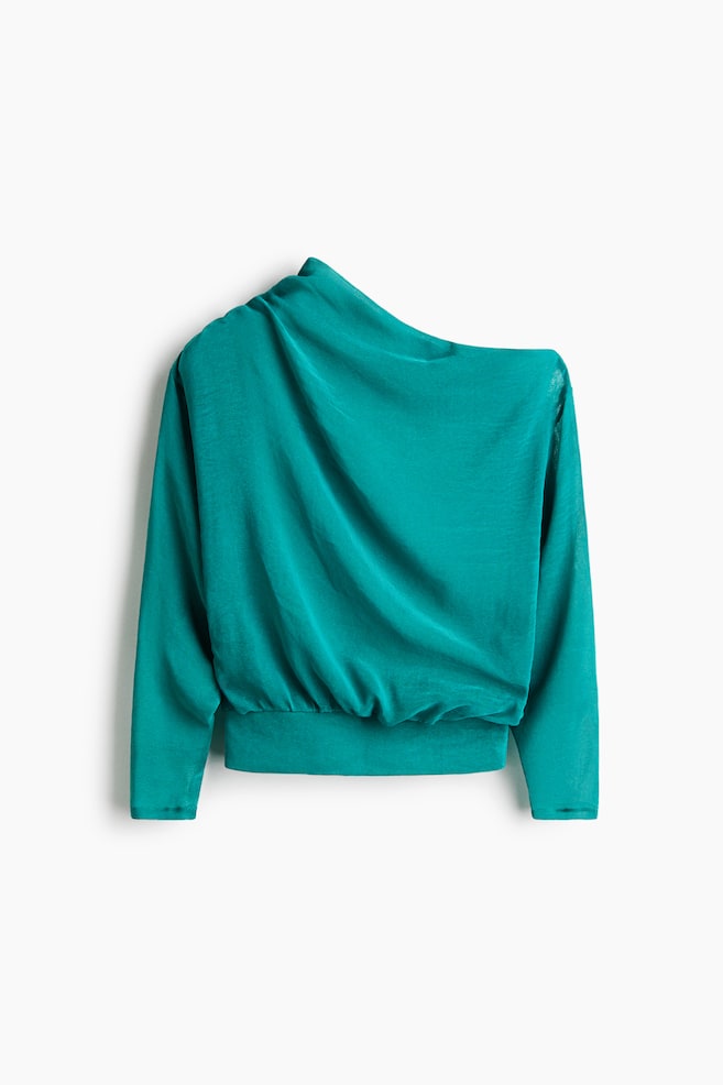 Loose-fit one-shoulder top - Turquoise - 1