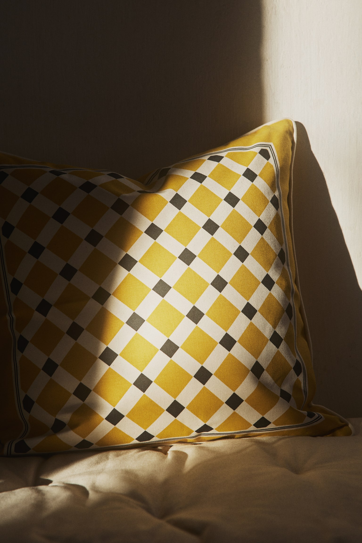 Outdoor cushion cover - Yellow/Checked/Orange/Checked/Dark green/Checked - 1