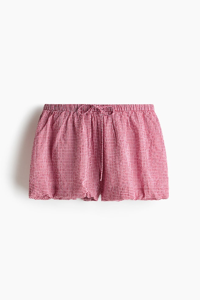 Șort de plajă bufant din bumbac - Roșu/carouri gingham/Albastru/Albastru-deschis/în carouri - 1