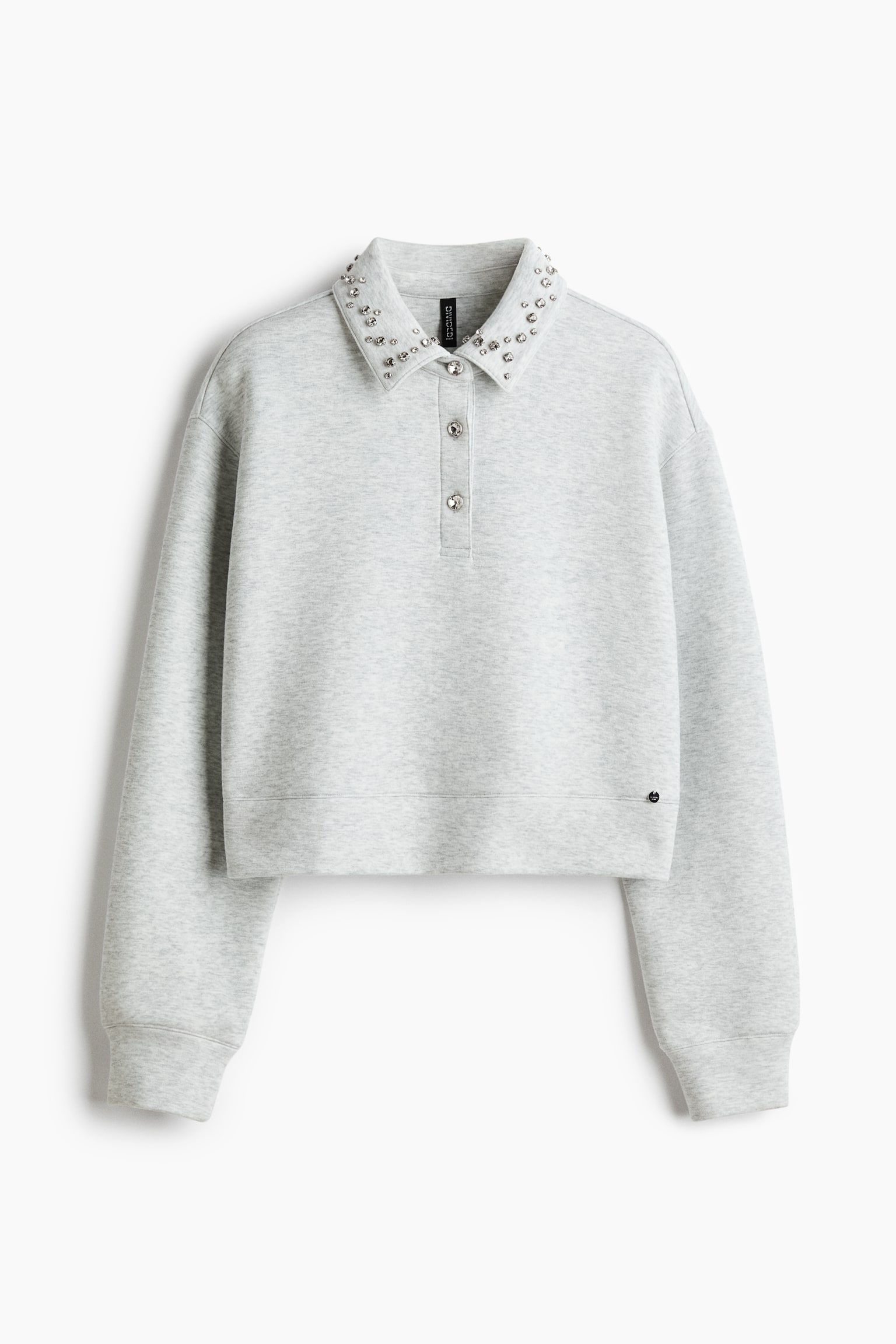 Embellished scuba rugby shirt - 라이트 그레이 멜란지 - 2