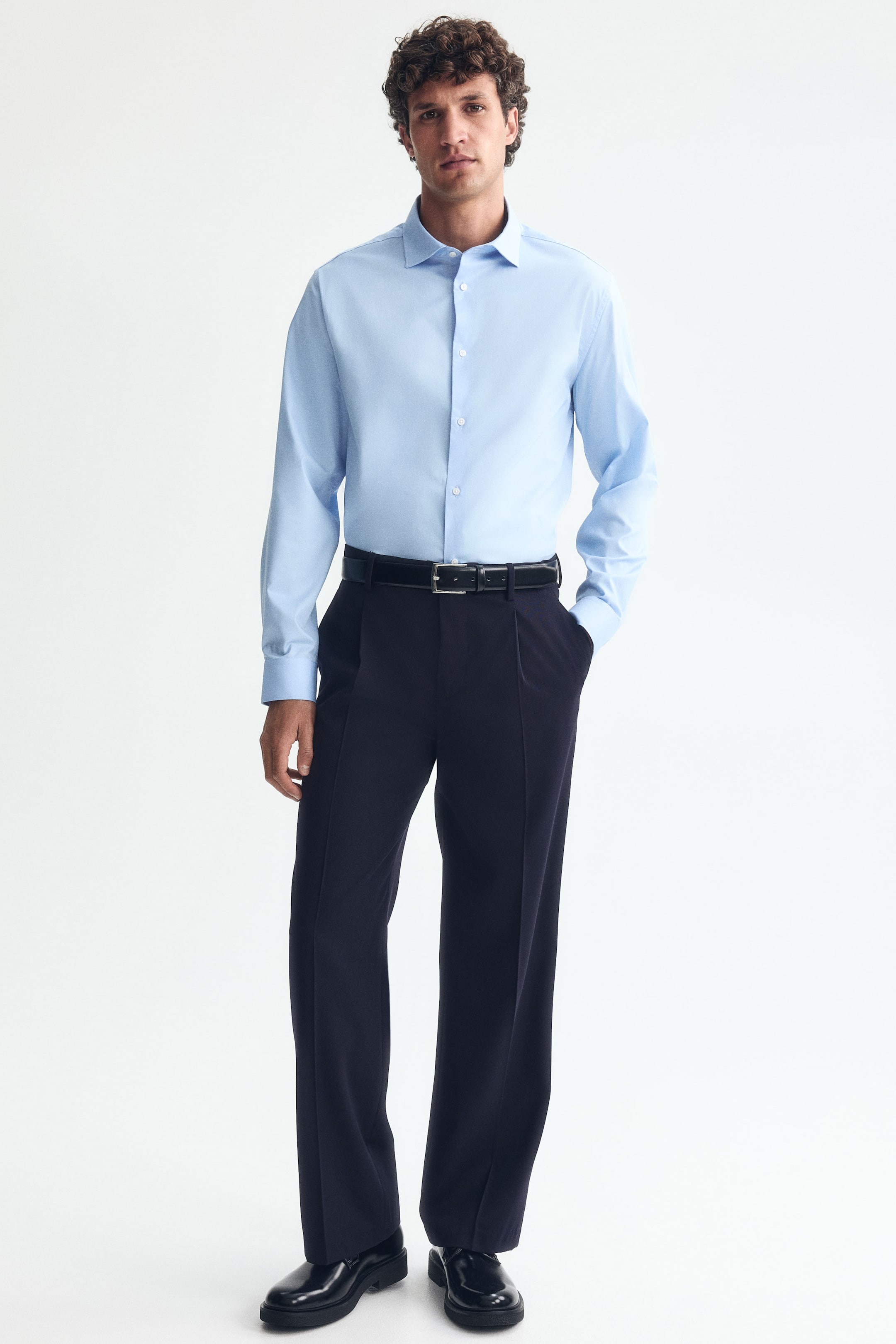 Мужские рубашки H&M Slim-Fit Cotton Shirt — фото 7