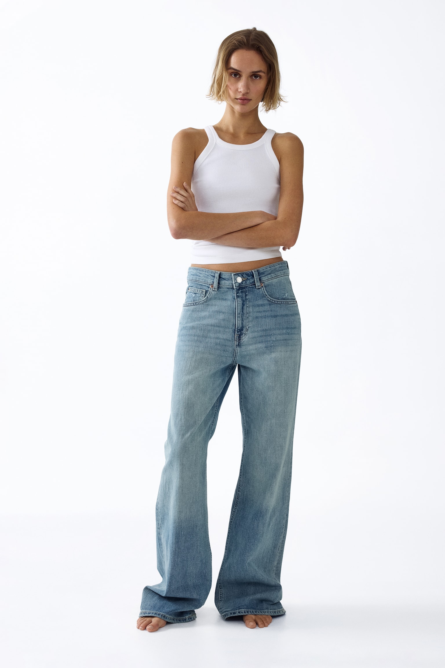 Wide High Waist Jeans - Svetla teksas plava/Tamnosmeđa/Teksas plava/Mornarsko teksas plava/Mornarsko teksas plava/Tamna teksas plava/Isprana teksas plava/Svetla teksas plava/Bela/Tamna teksas plava/Tamna teksas siva/Bež/Teksas plava/Crna - 1