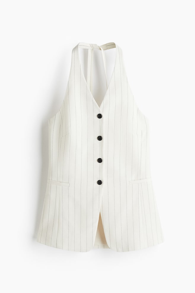 Halterneck waistcoat - White/Pinstriped - 1