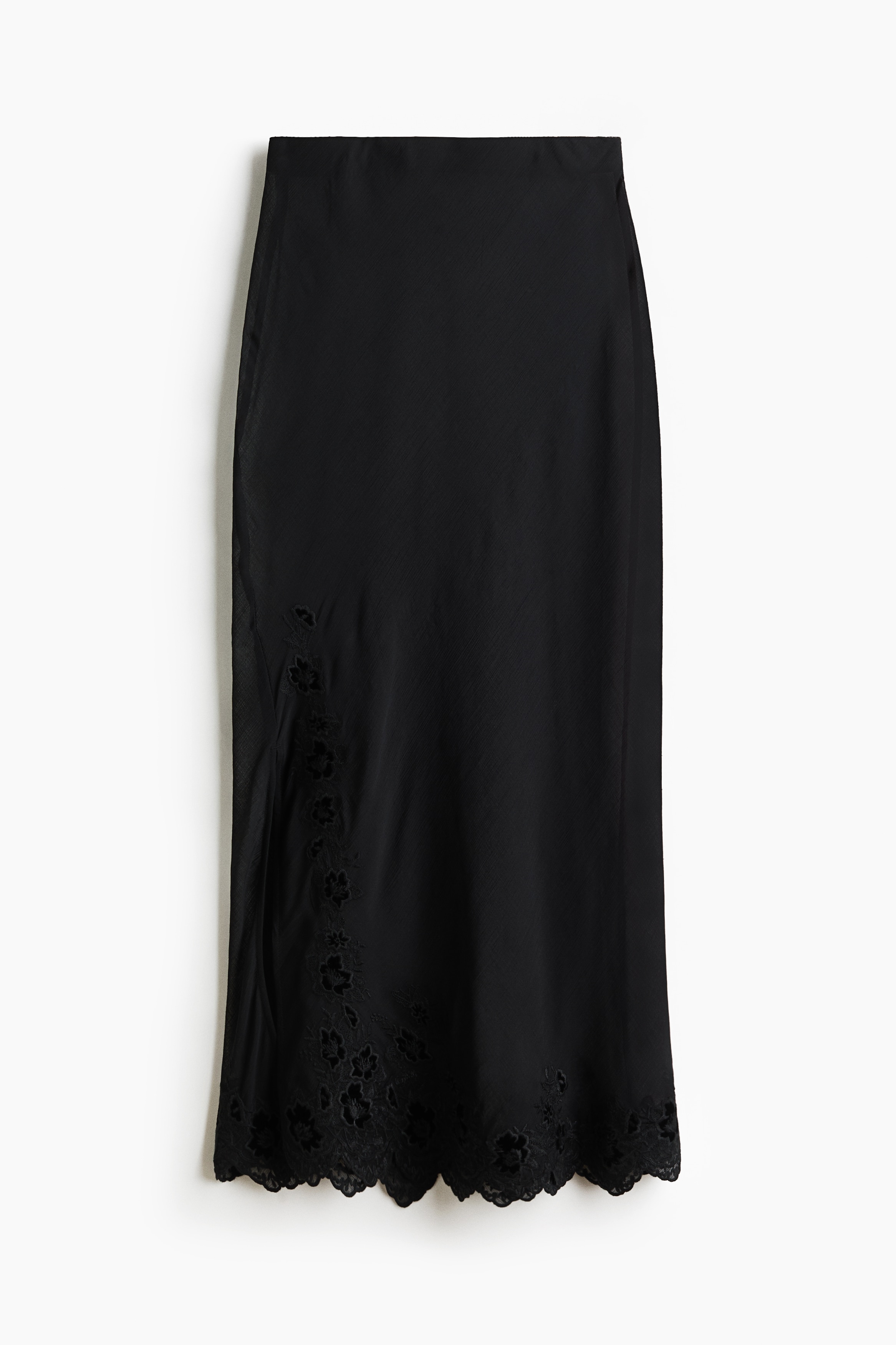 Bestickter Chiffonrock - Schwarz
