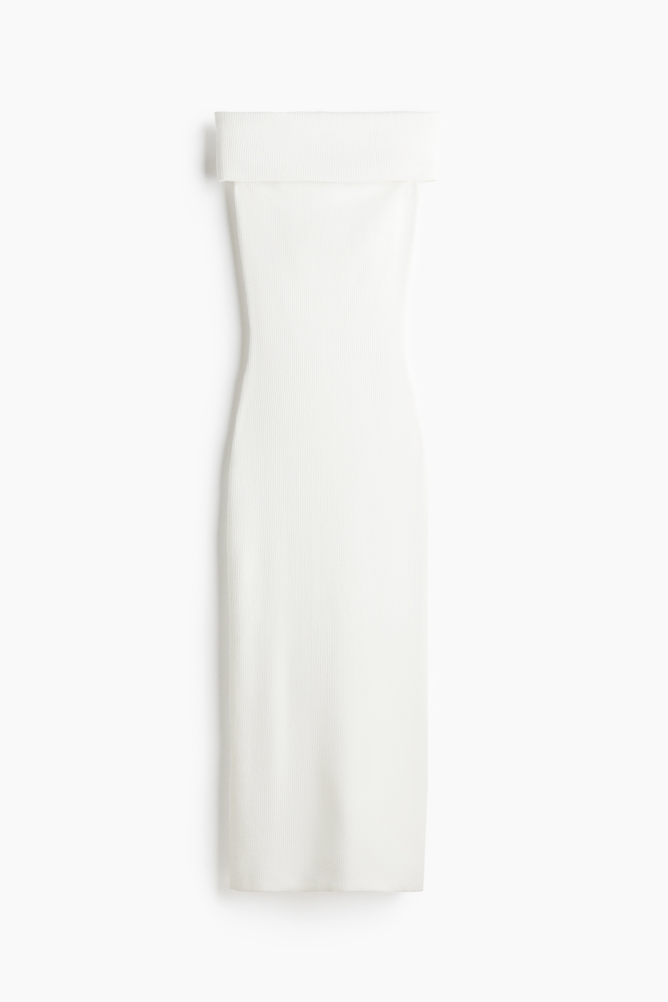 Vestido off-the-shoulder de canalé - Blanco/Negro