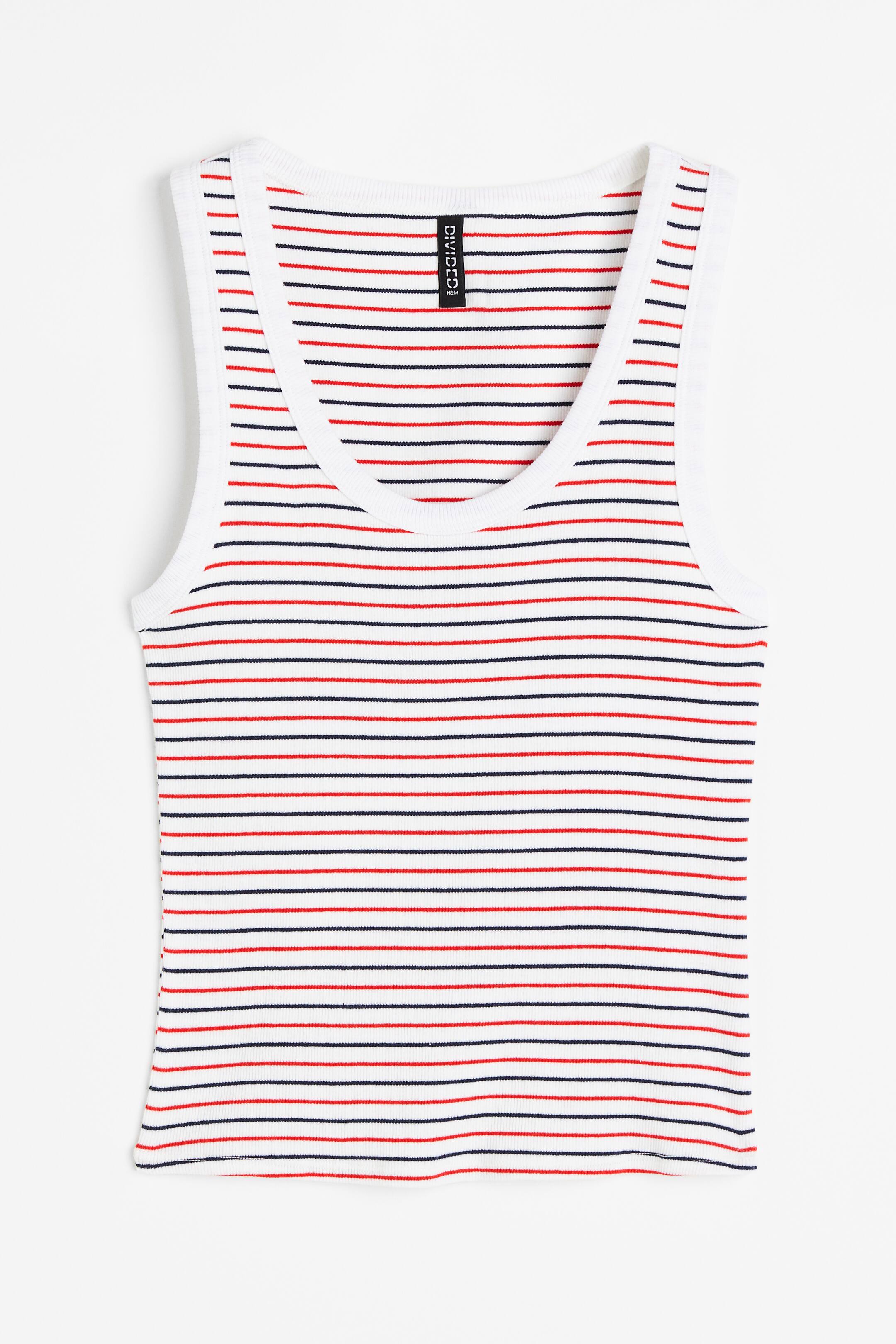 Ribbed Cotton Tank Top Whitestriped Ladies Handm Ca 1838