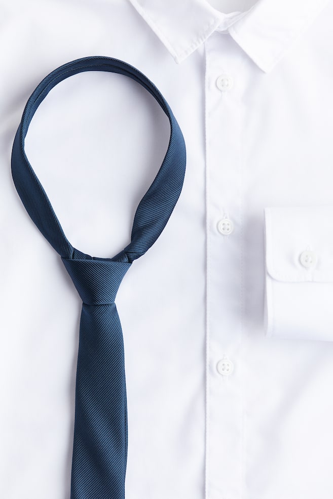 2-piece Shirt and Tie Set - White/blue - 2