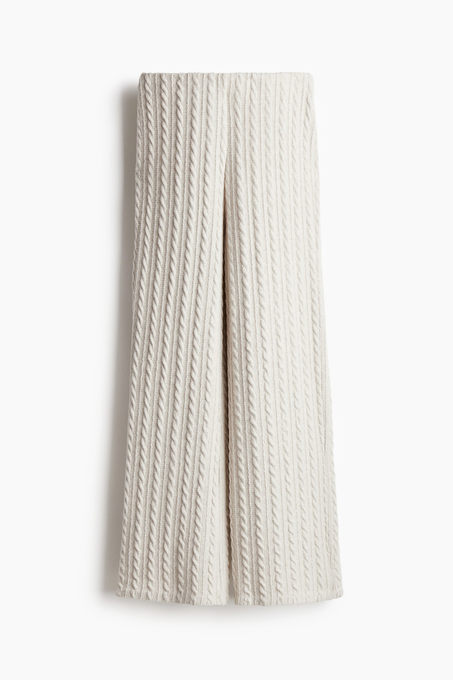 Cable-knit trousers - White/Light beige marl - 2