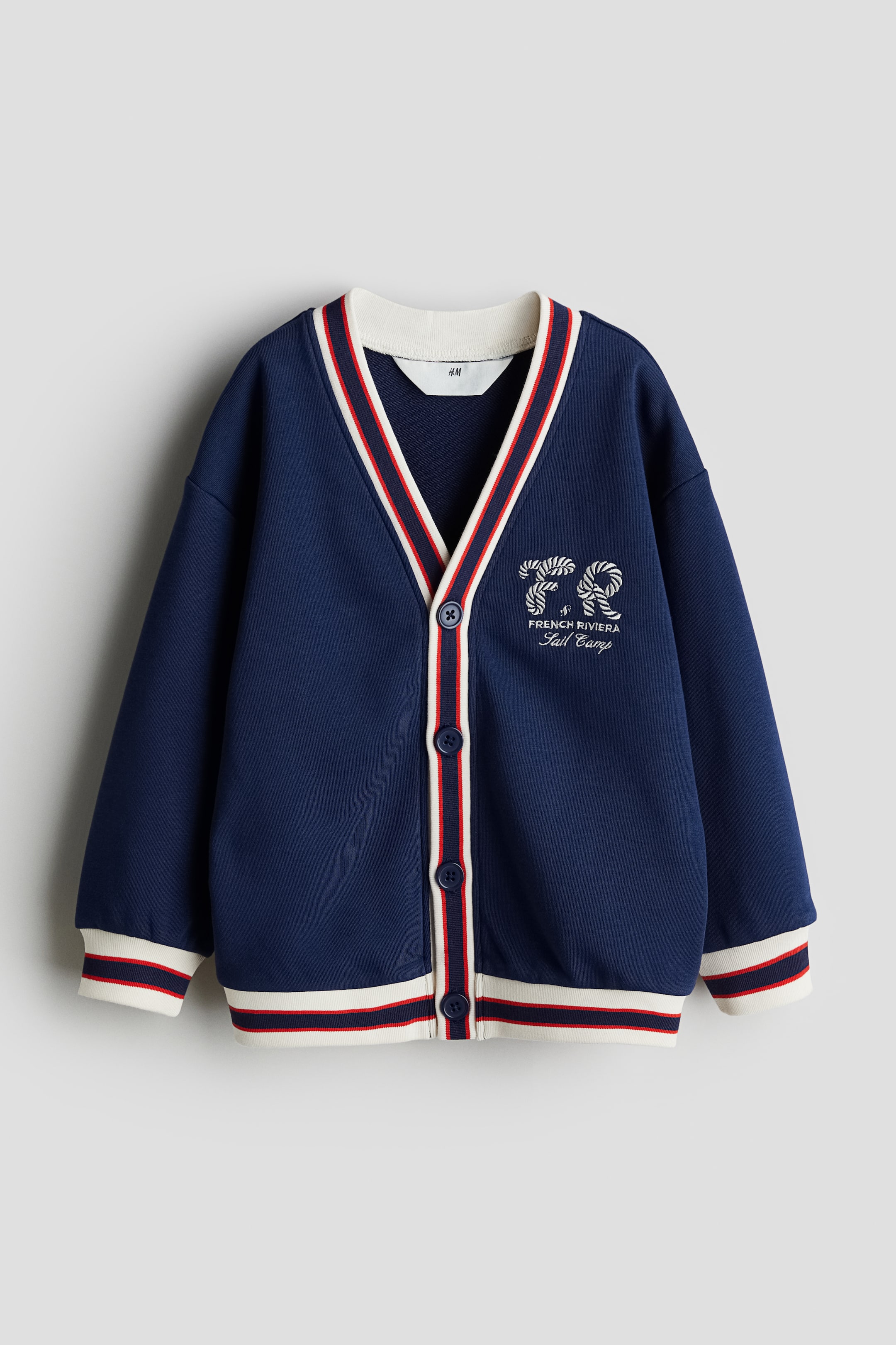 Embroidered-motif sweatshirt cardigan - Navy blue/French Riviera - Kids ...