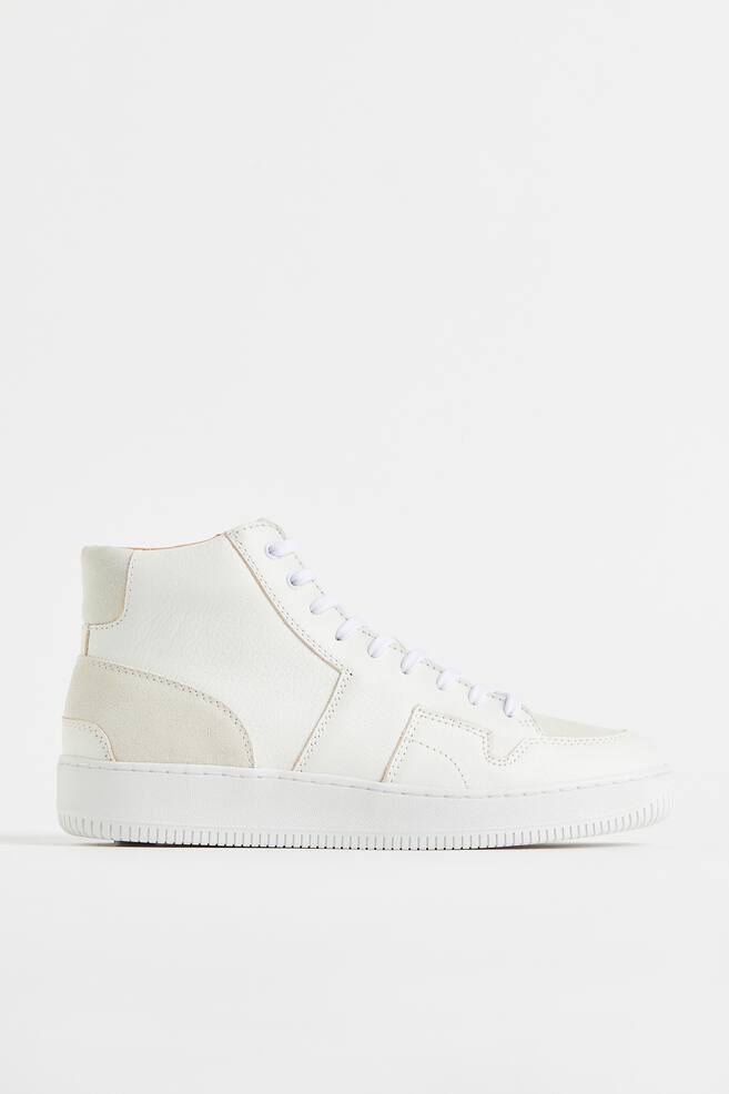 Hi-top leather trainers - White - 1