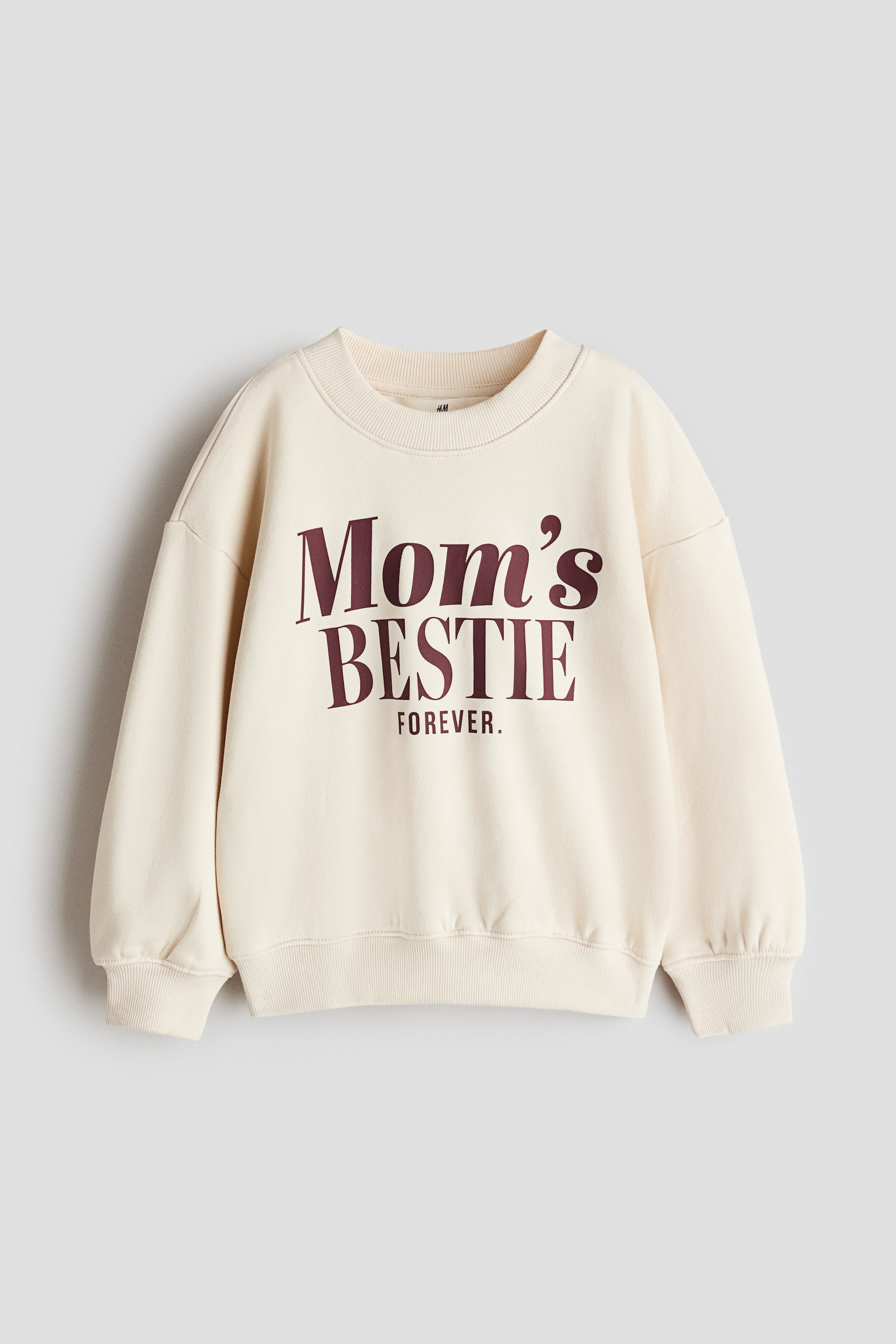 View larger image: Print-motif brushed-inside sweatshirt - Light beige/Mom's Bestie - Kids | H&M 1