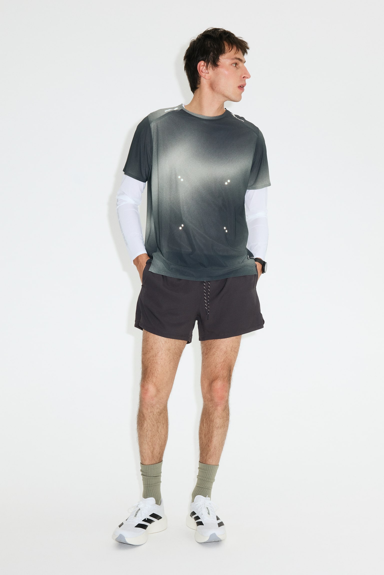 Lightweight Quick Dry Running shorts​ ​ - Dark grey/Teal/Light grey - 9