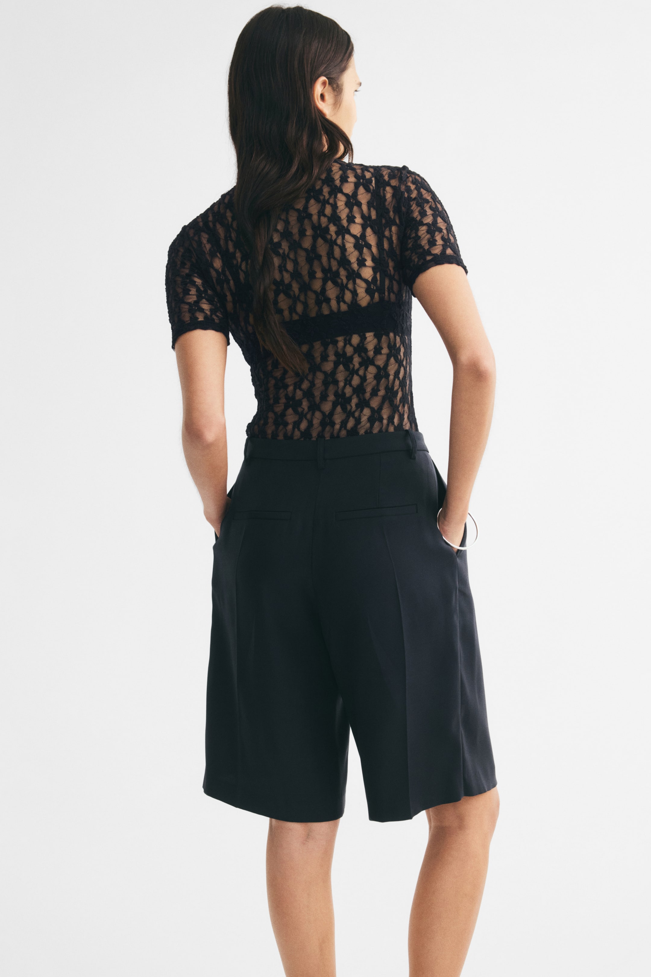 Short-Sleeved Lace Bodysuit