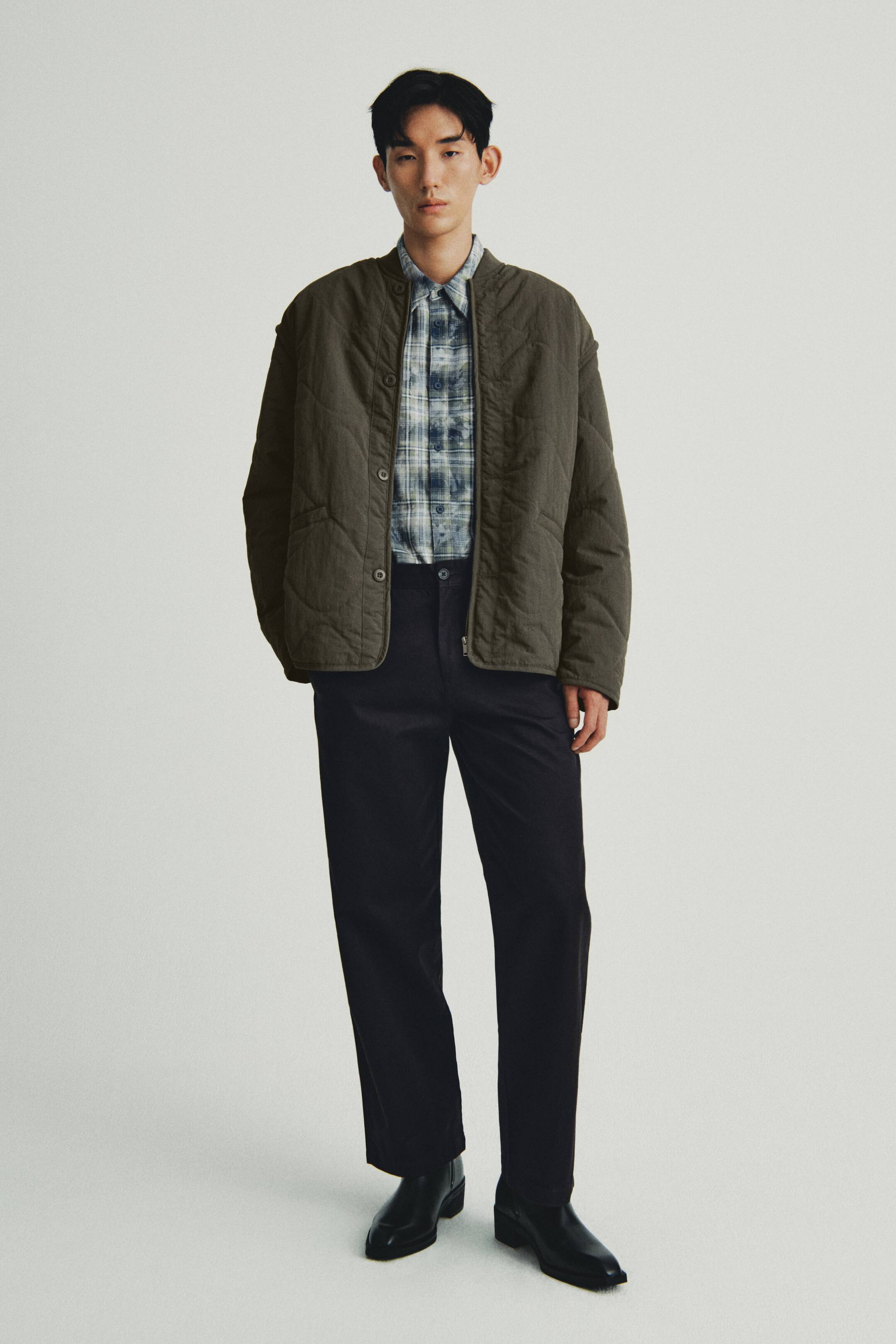 キルティングナイロンジャケット - ダークカーキグリーン - Men | H&M JP