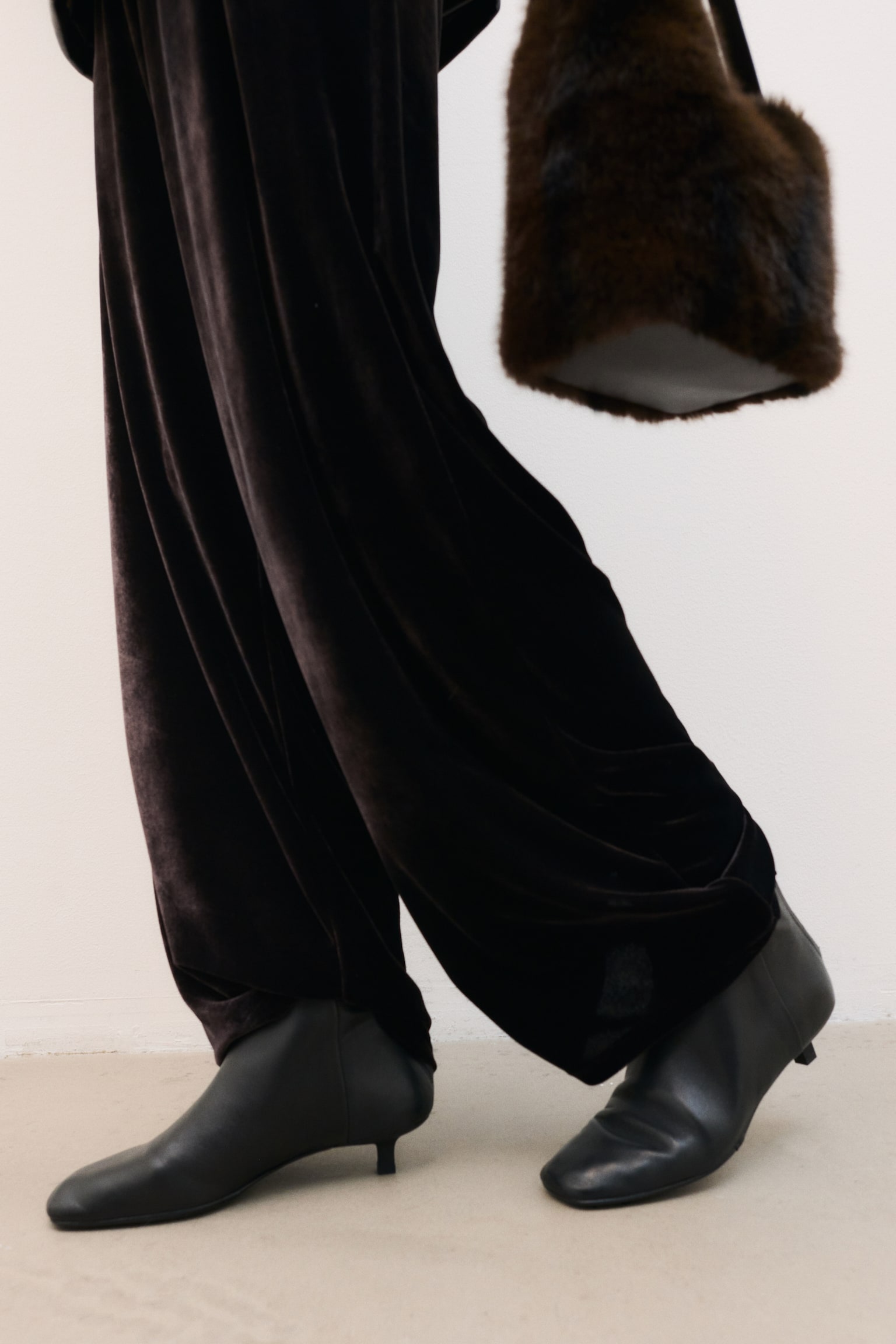 Botines de tacón en piel - Negro - 6