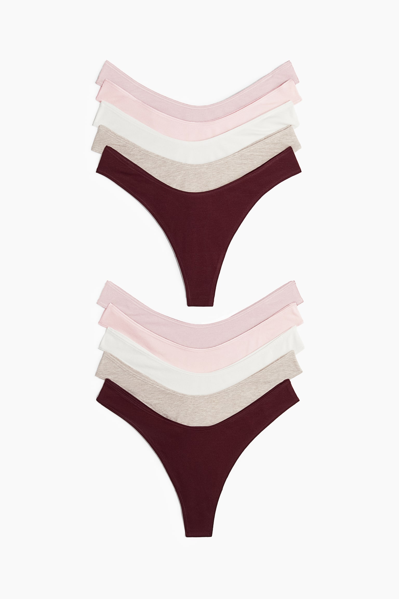 Thong in cotone 10 pezzi - Bordeaux/beige chiaro/bianco/Nero/Rosa polvere/marrone scuro