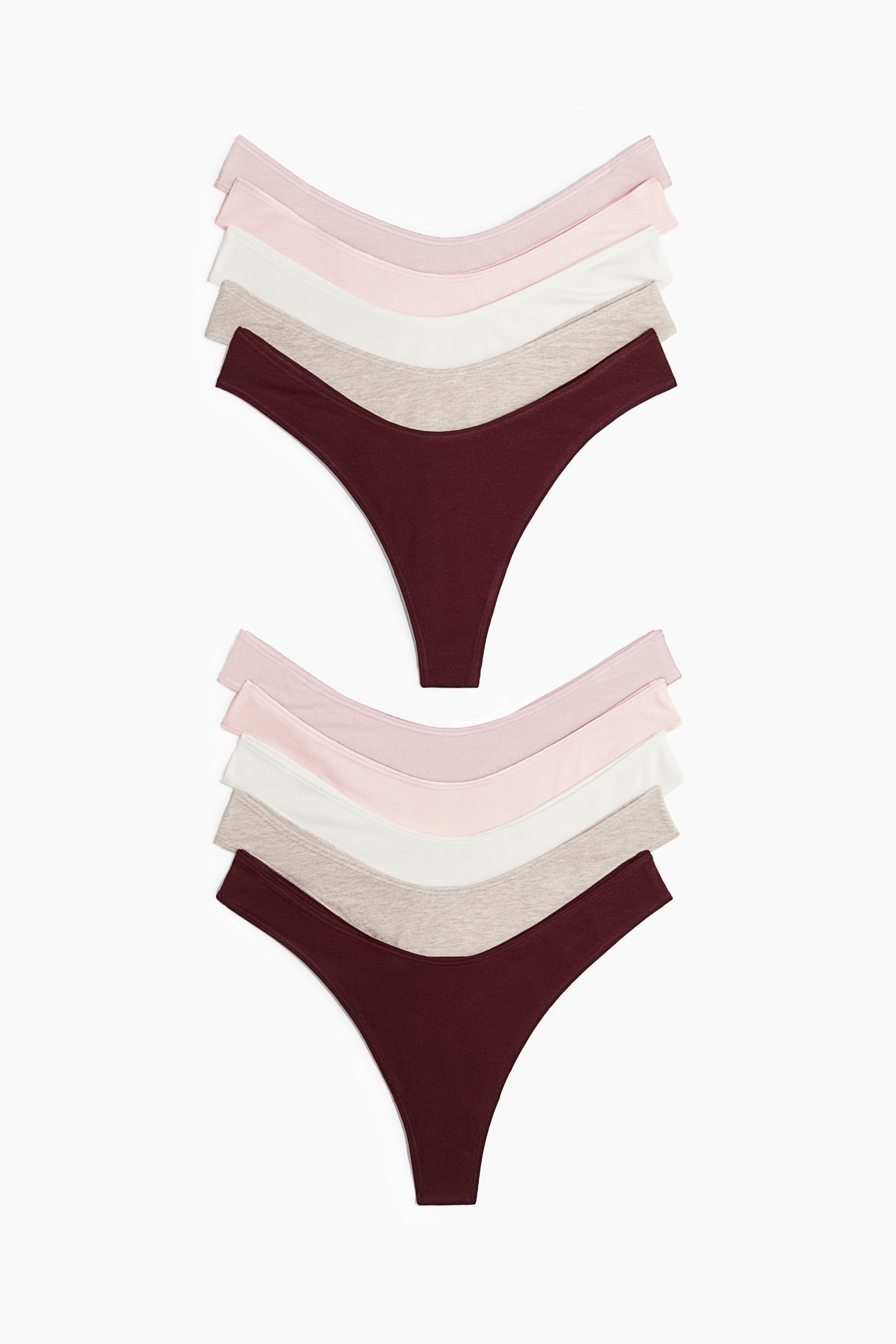 Agrandir l'image: Lot de 10 culottes Thong en coton - Bordeaux/beige clair/blanc - FEMME | H&M FR 1